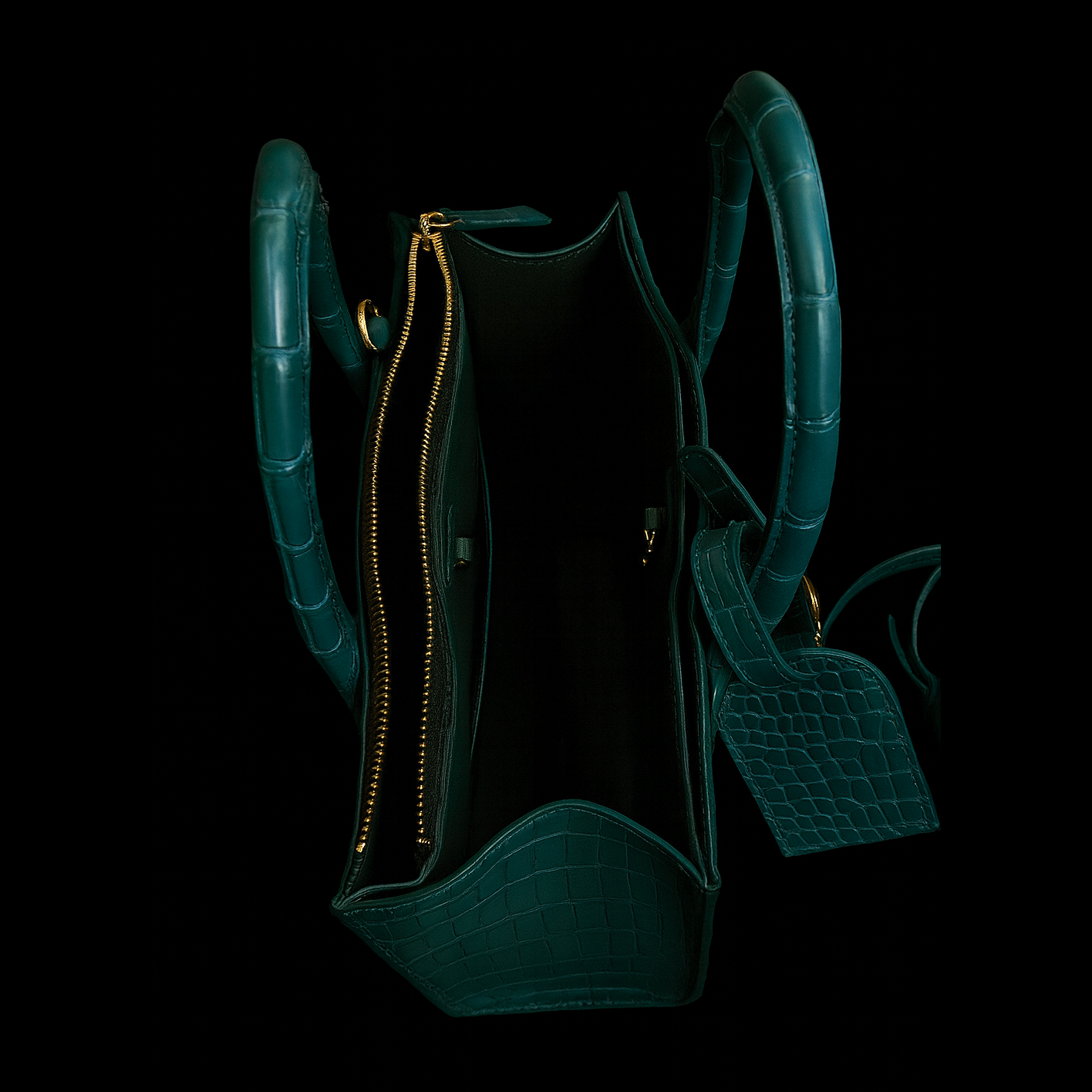 GREEN HANDMADE GENUINE CROCODILE BAG