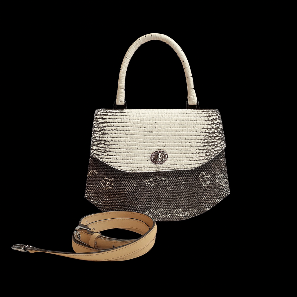 WHITE HANDMADE GENUINE LIZARD BAG