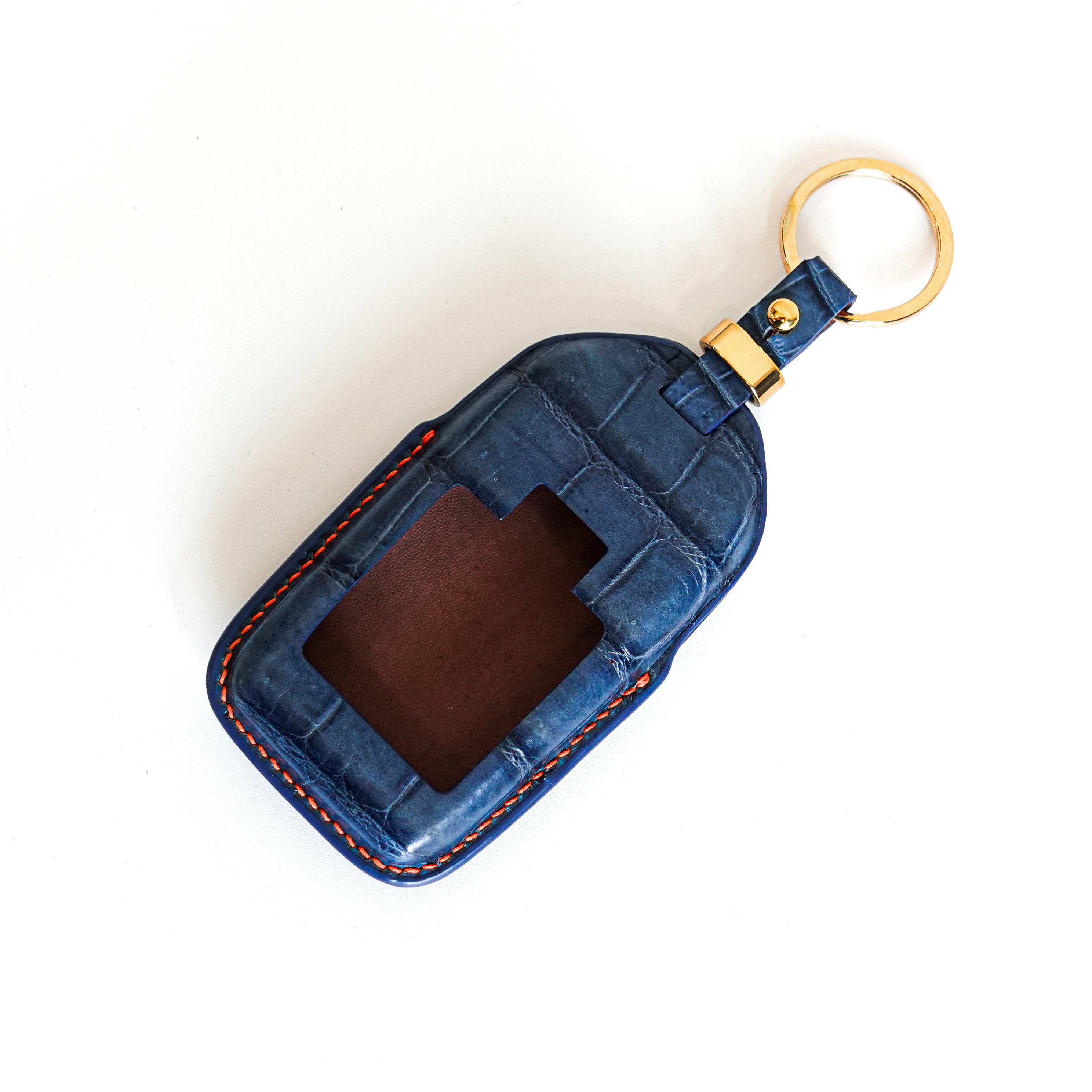 BLUE HANDMADE LEATHER KEY CASE FOR ROLLS ROYCE