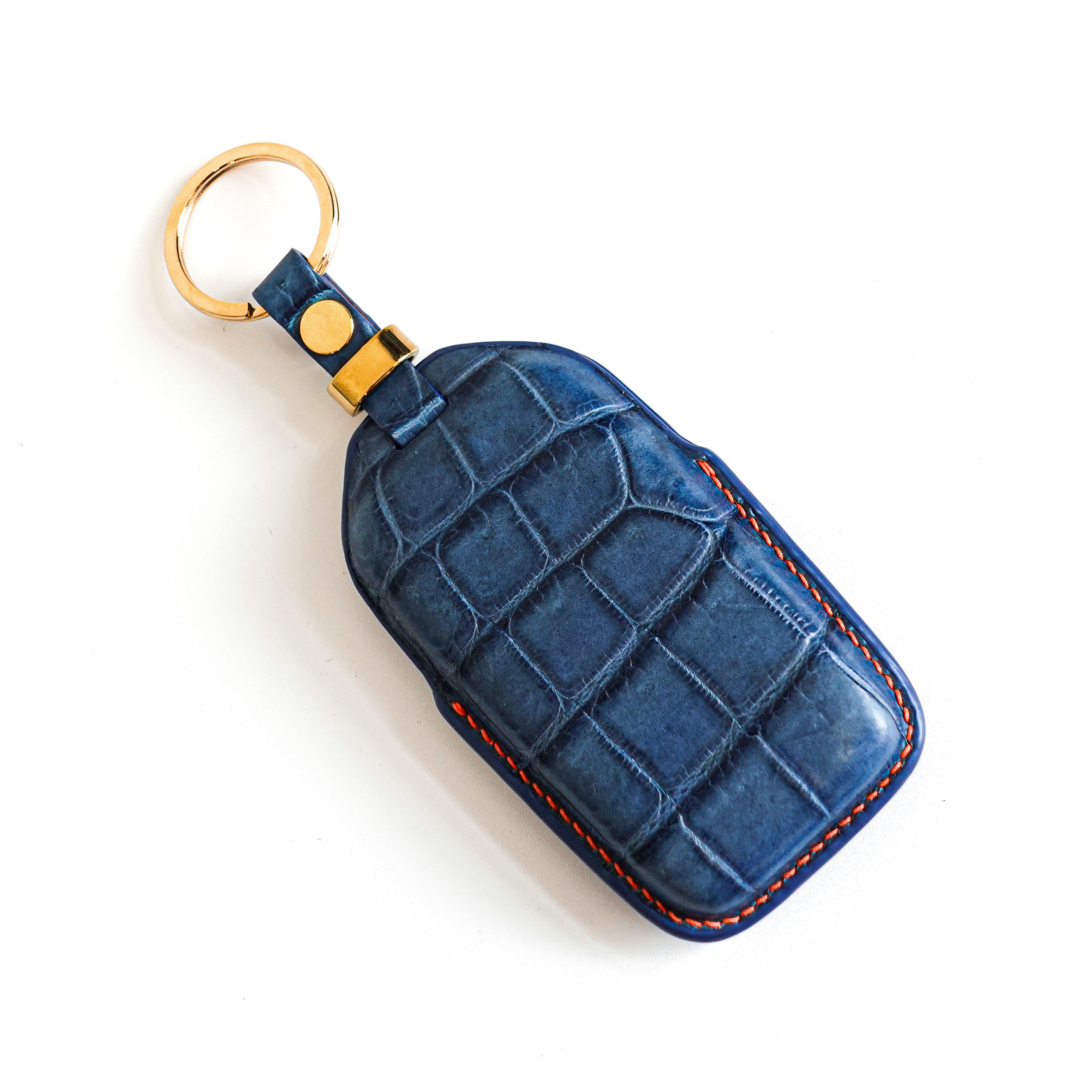 BLUE HANDMADE LEATHER KEY CASE FOR ROLLS ROYCE