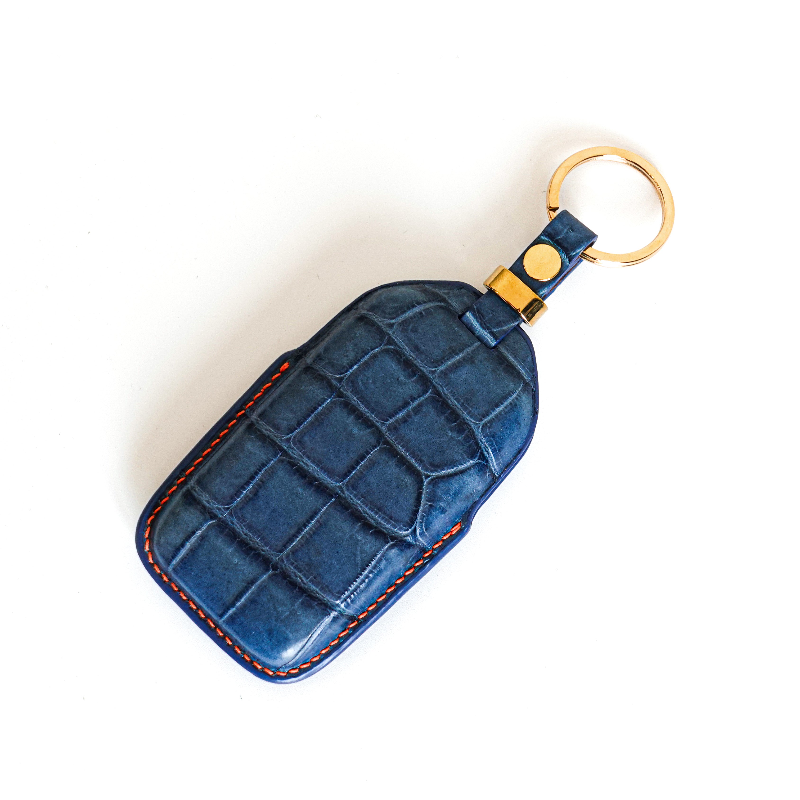 BLUE HANDMADE LEATHER KEY CASE FOR ROLLS ROYCE