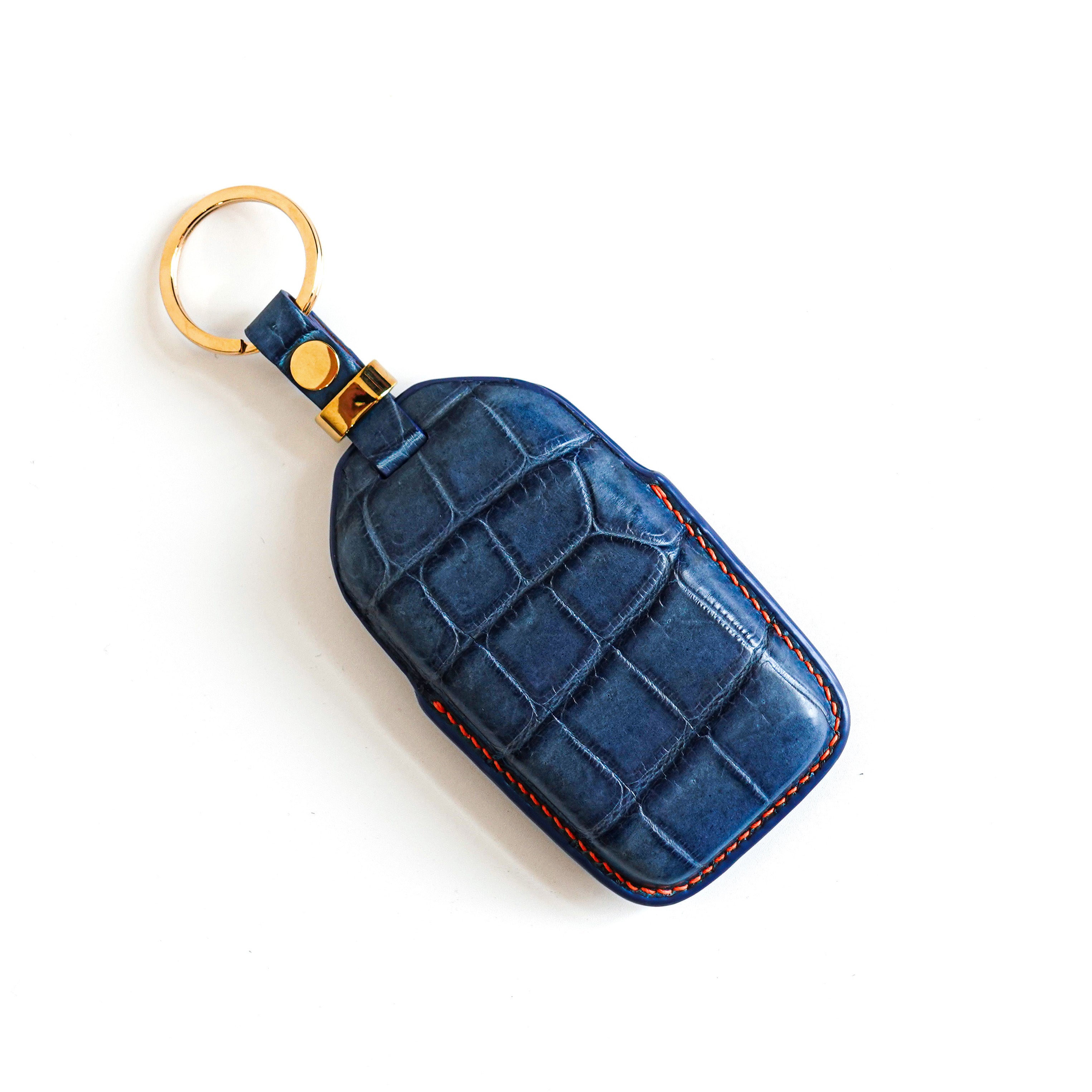 BLUE HANDMADE LEATHER KEY CASE FOR ROLLS ROYCE