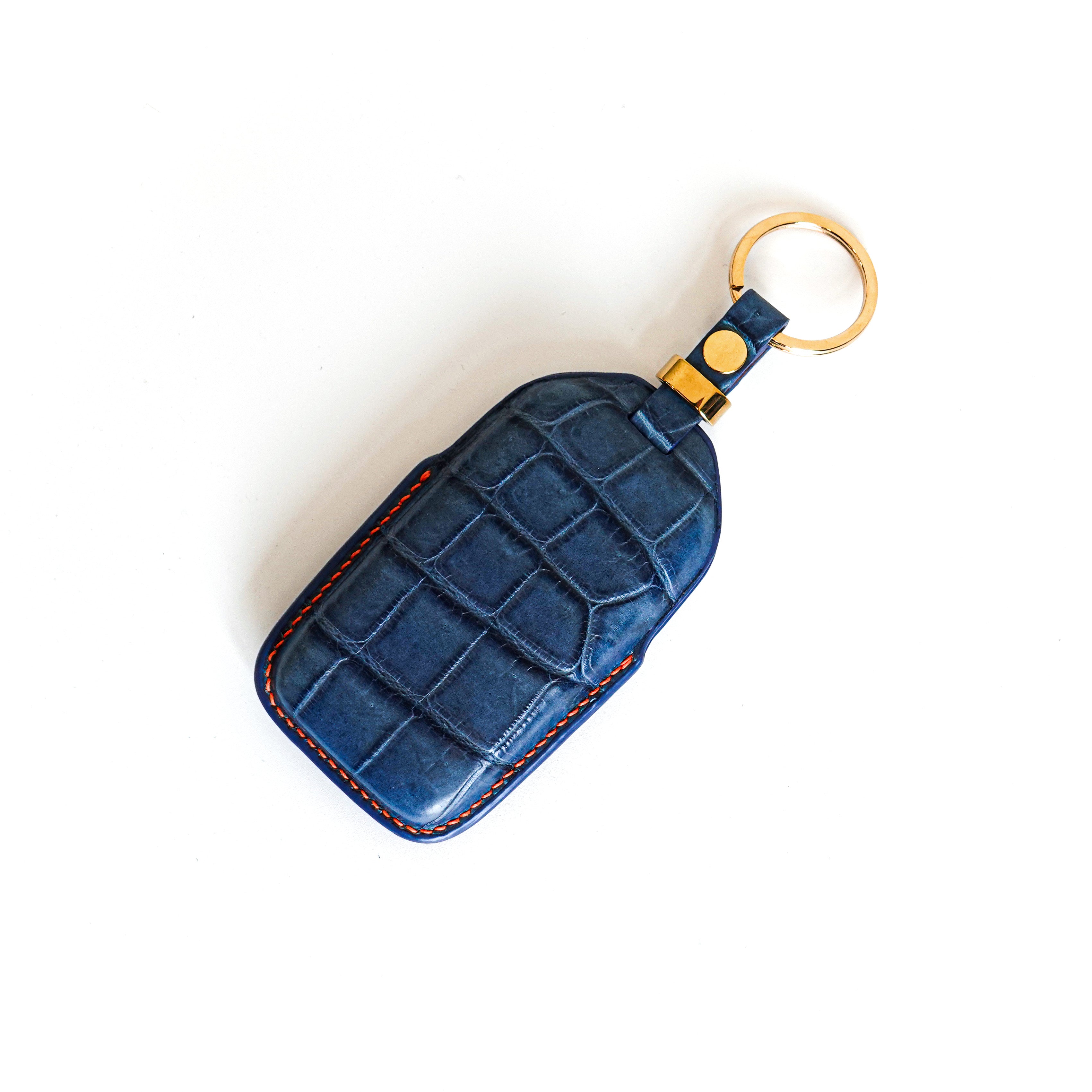 BLUE HANDMADE LEATHER KEY CASE FOR ROLLS ROYCE
