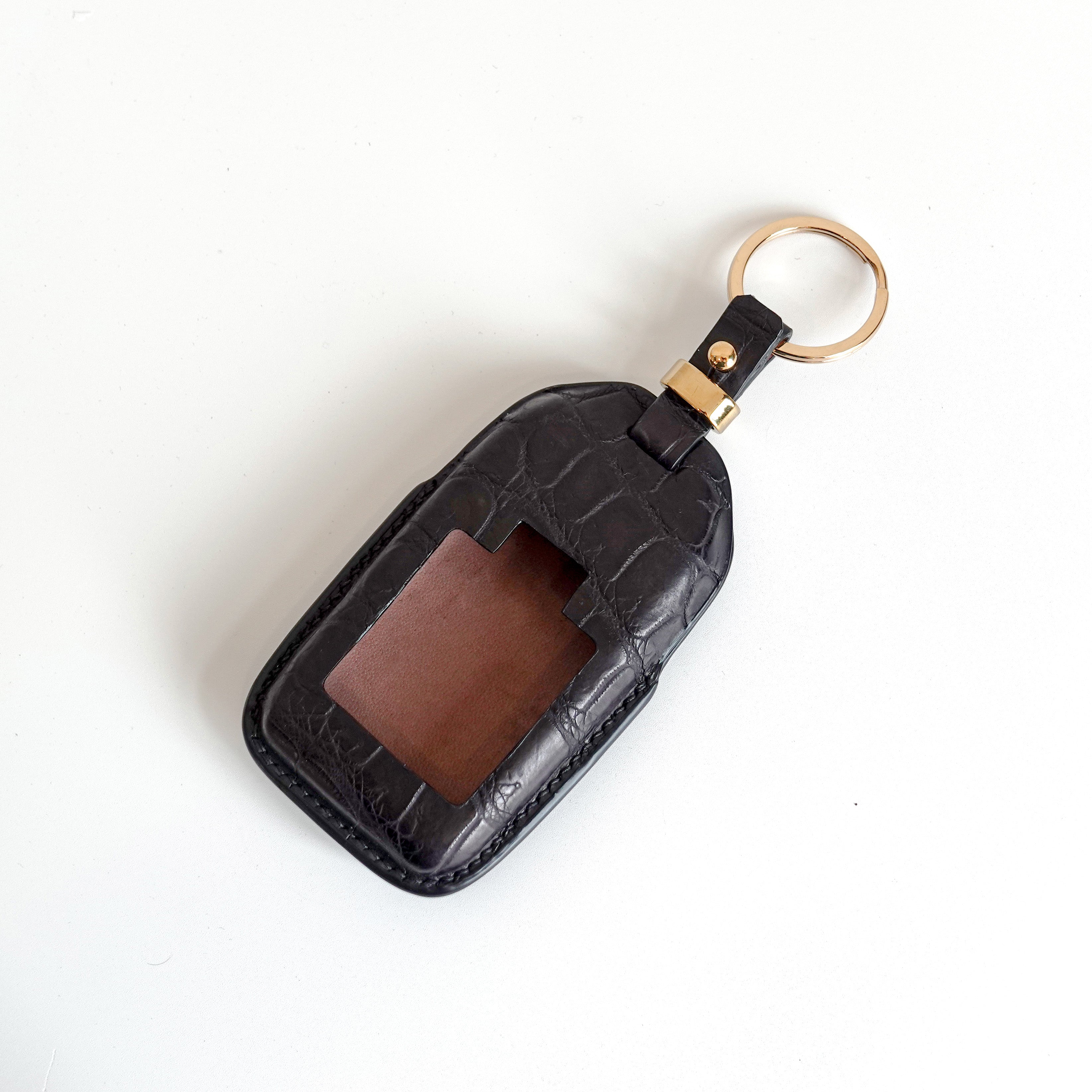 BLACK HANDMADE LEATHER KEY CASE FOR ROLLS ROYCE