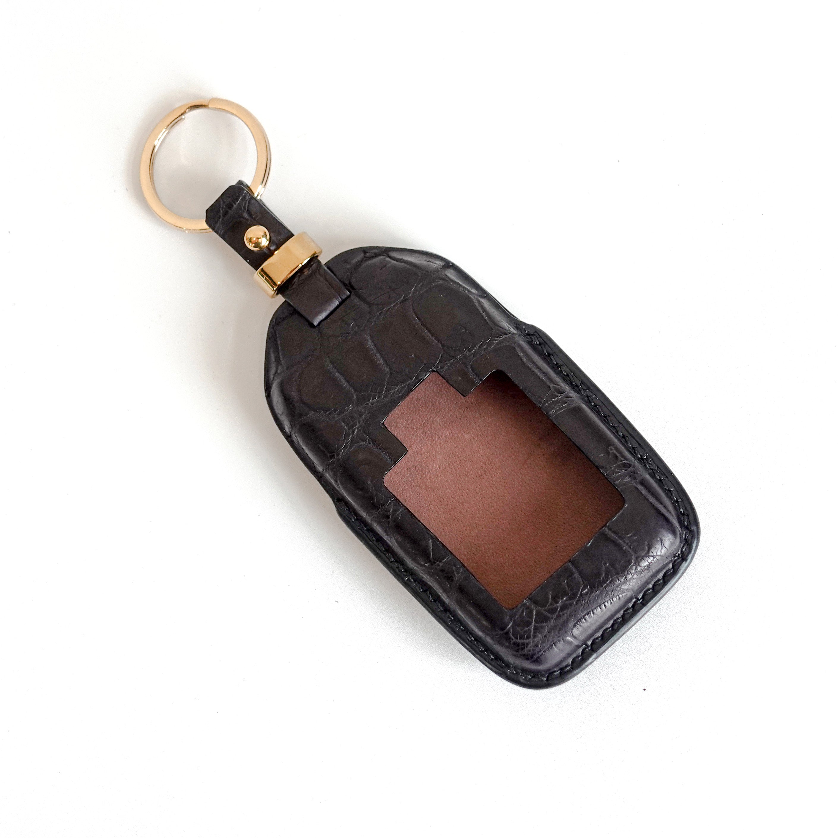 BLACK HANDMADE LEATHER KEY CASE FOR ROLLS ROYCE