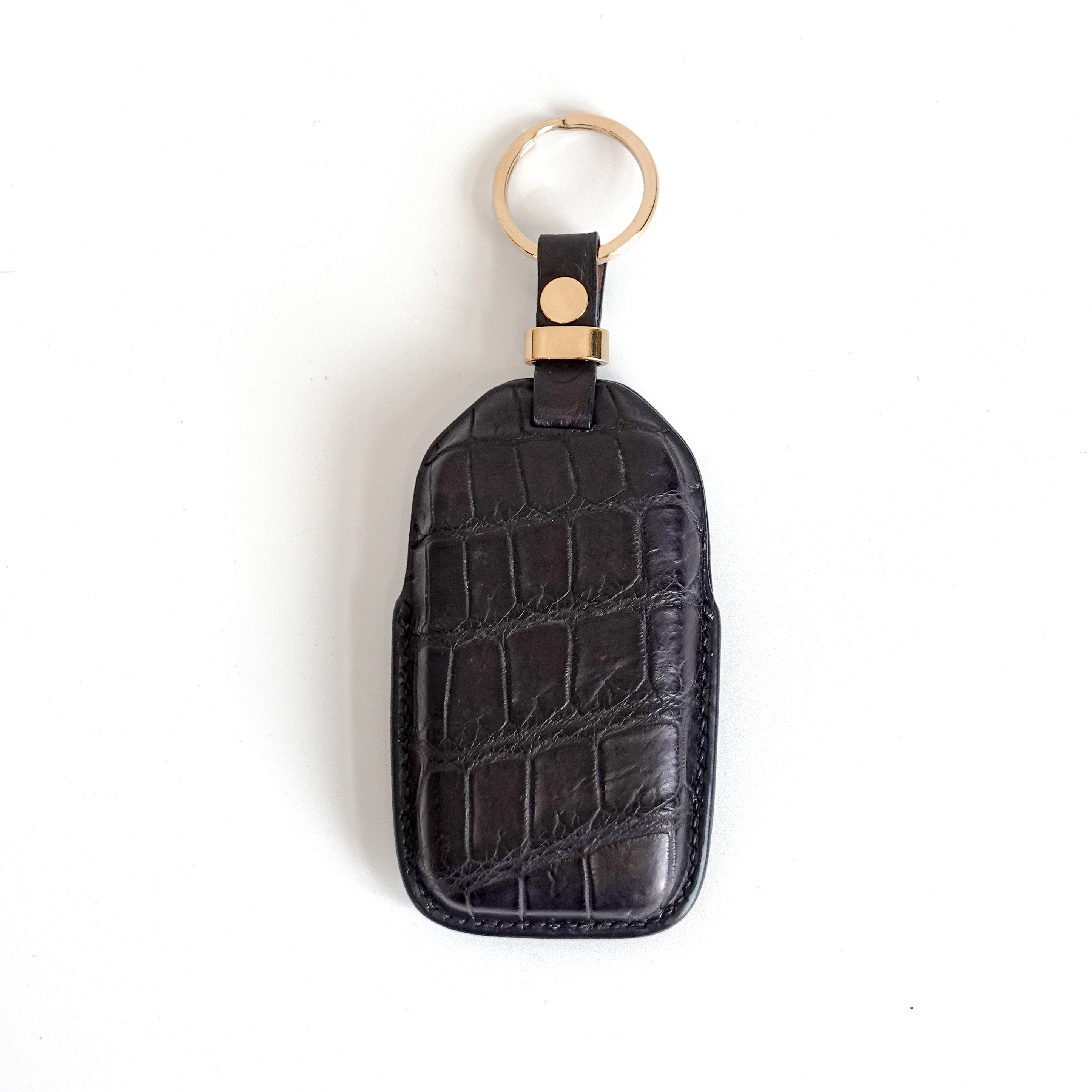 BLACK HANDMADE LEATHER KEY CASE FOR ROLLS ROYCE