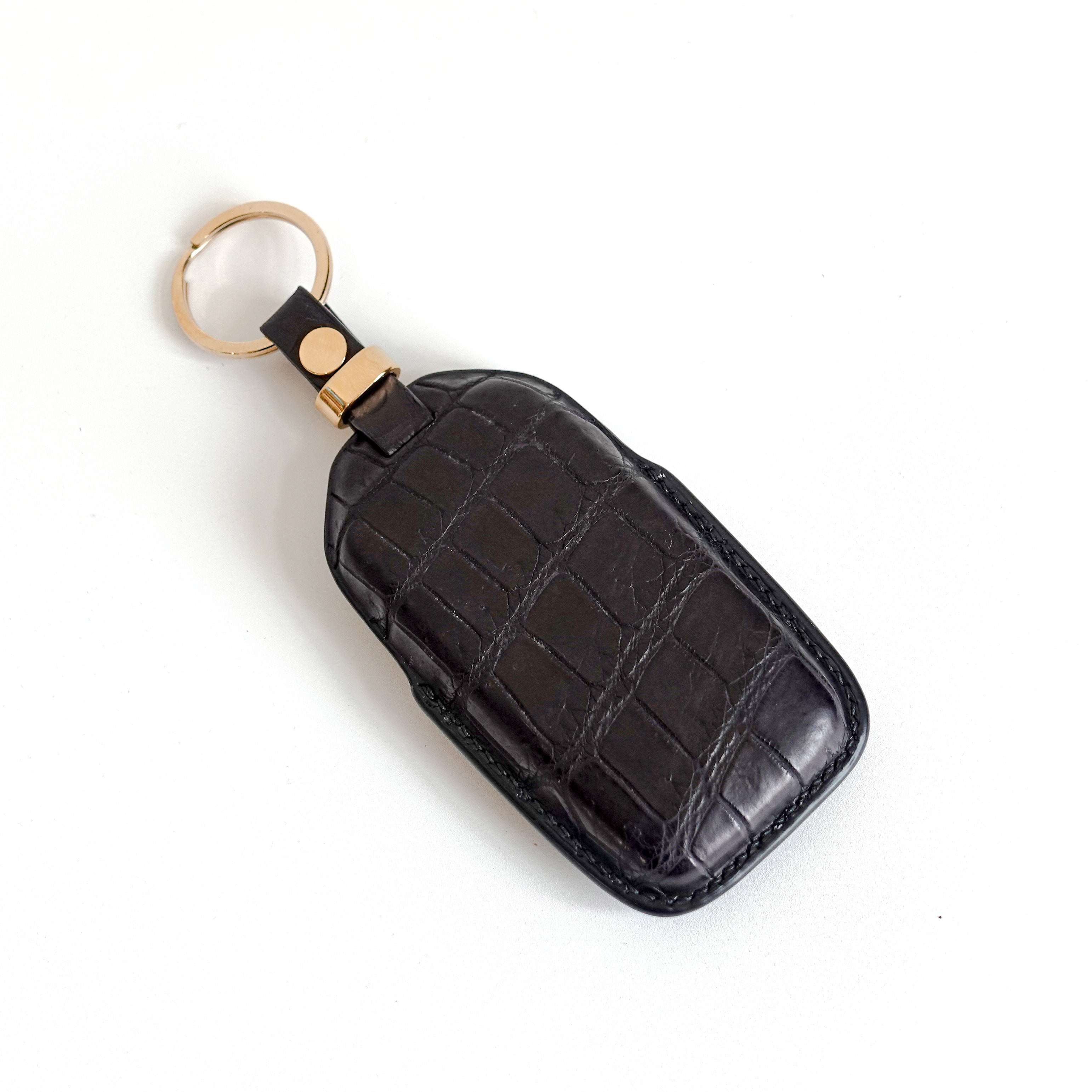 BLACK HANDMADE LEATHER KEY CASE FOR ROLLS ROYCE