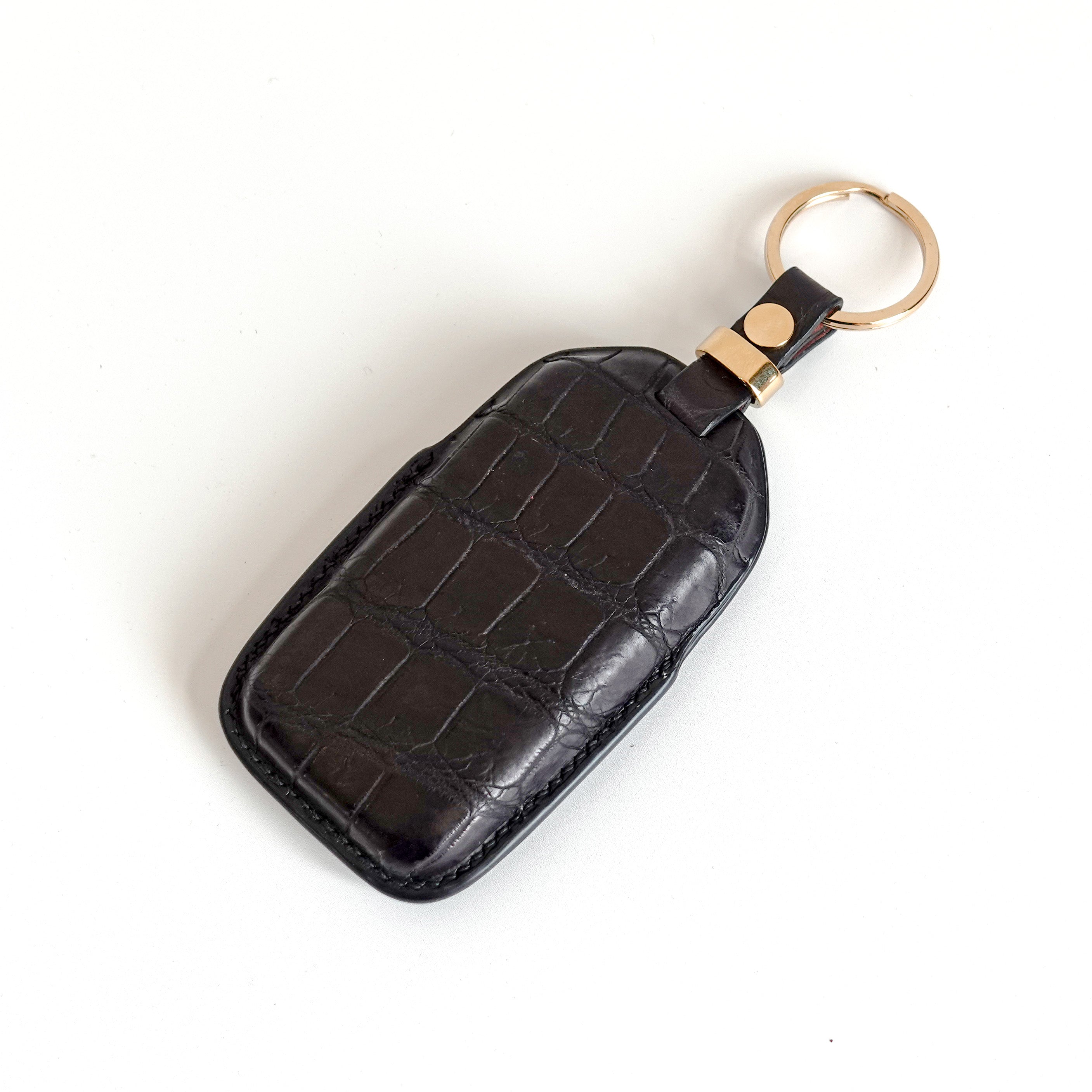 BLACK HANDMADE LEATHER KEY CASE FOR ROLLS ROYCE