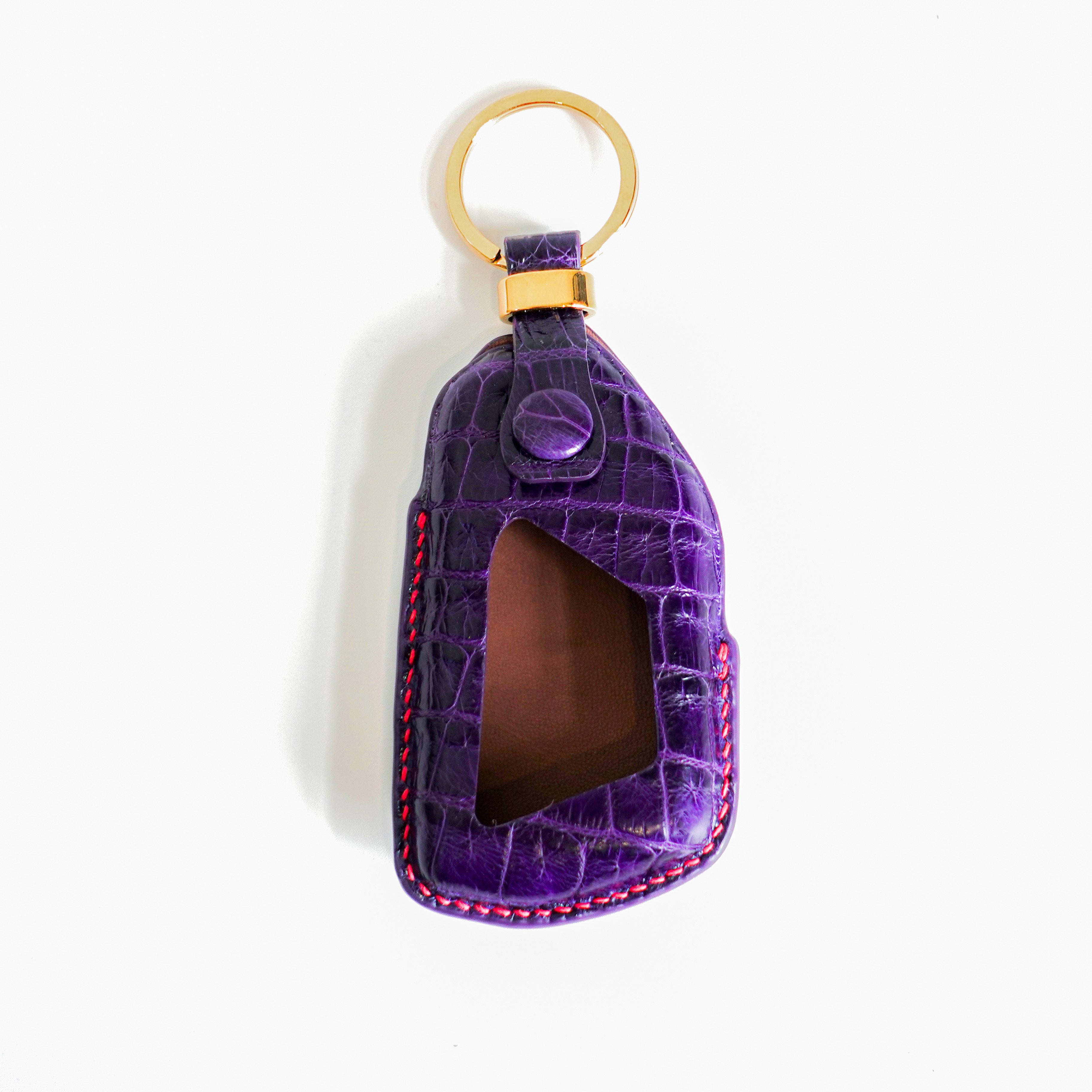 PURPLE HANDMADE LEATHER KEY CASE FOR VOLKSWAGEN