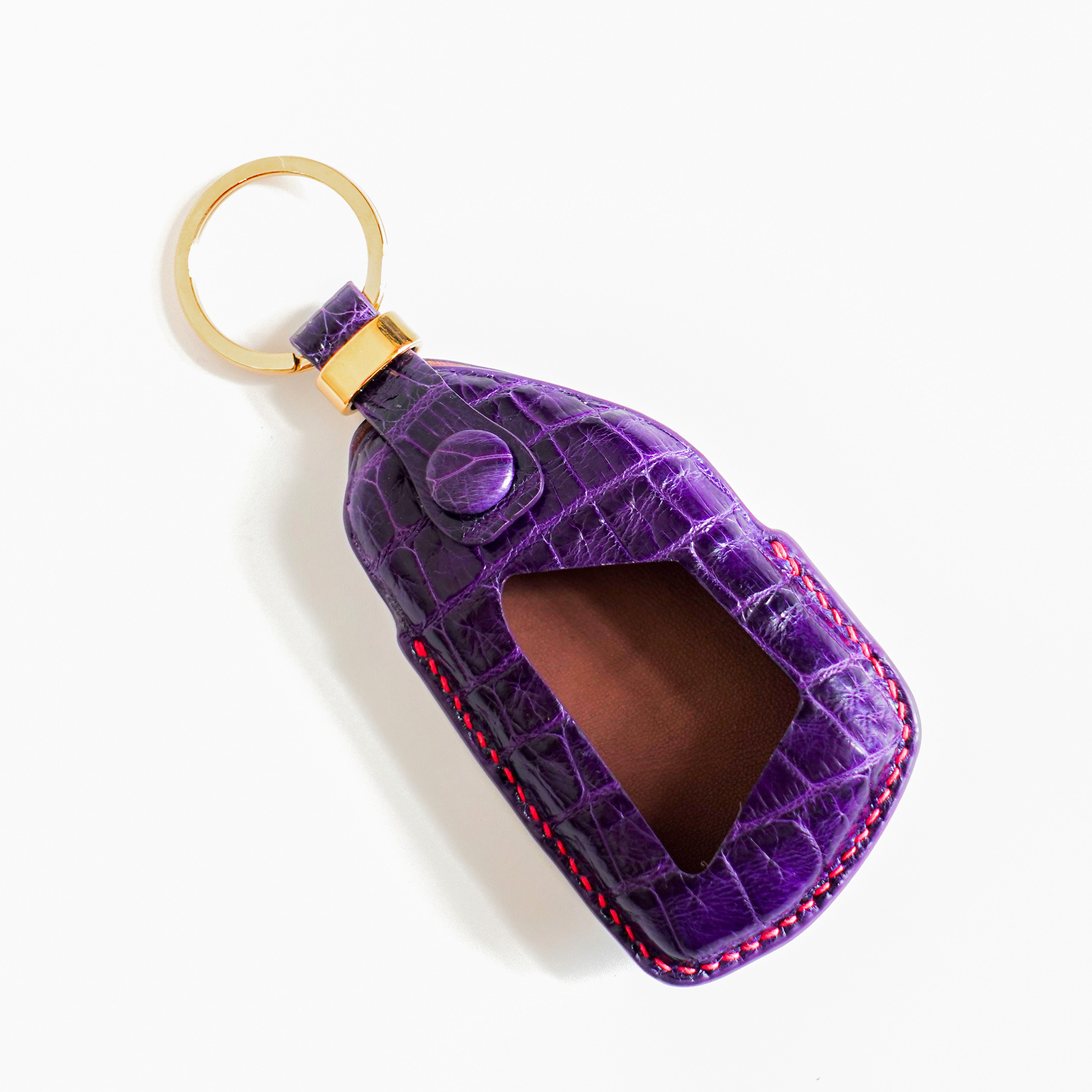 PURPLE HANDMADE LEATHER KEY CASE FOR VOLKSWAGEN