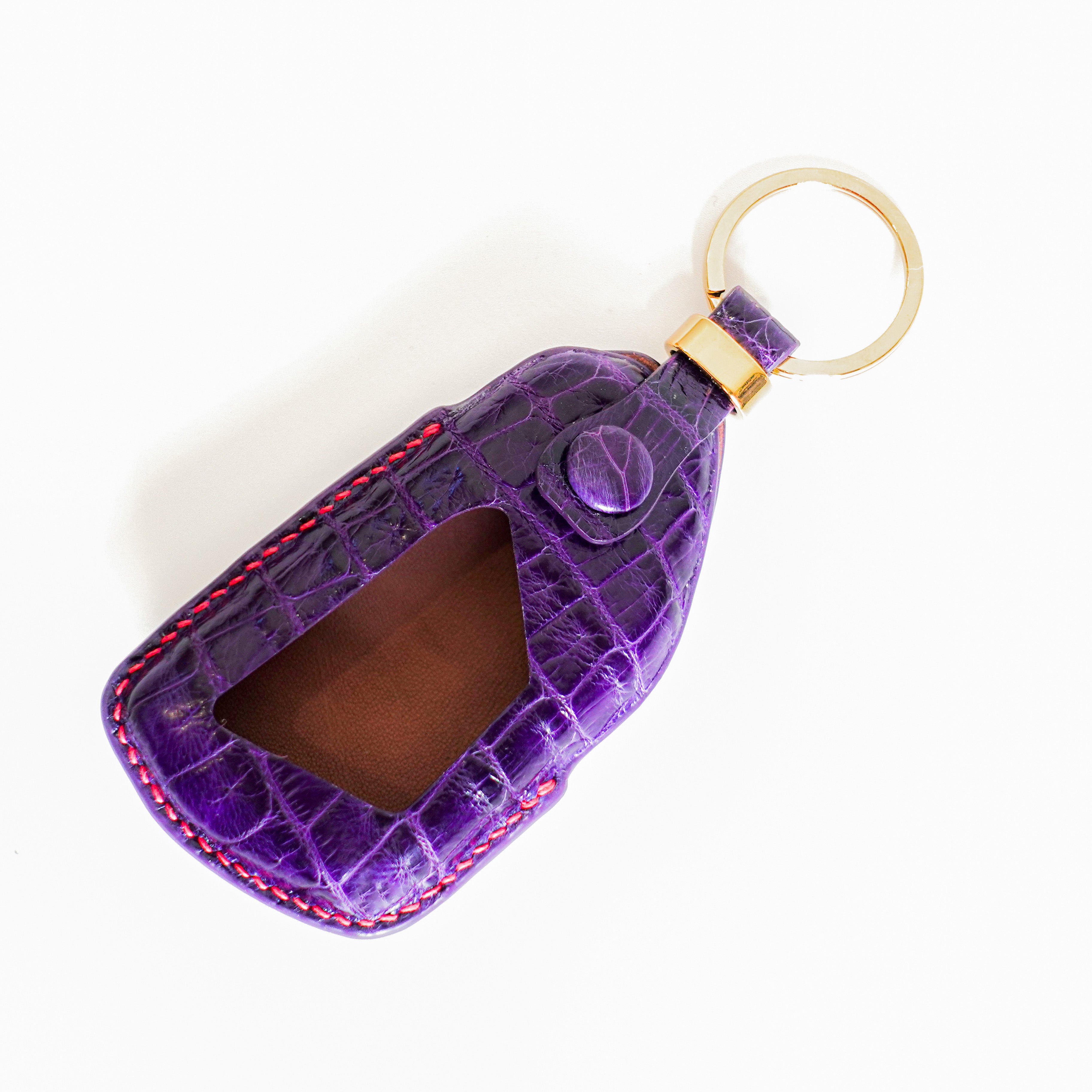 PURPLE HANDMADE LEATHER KEY CASE FOR VOLKSWAGEN