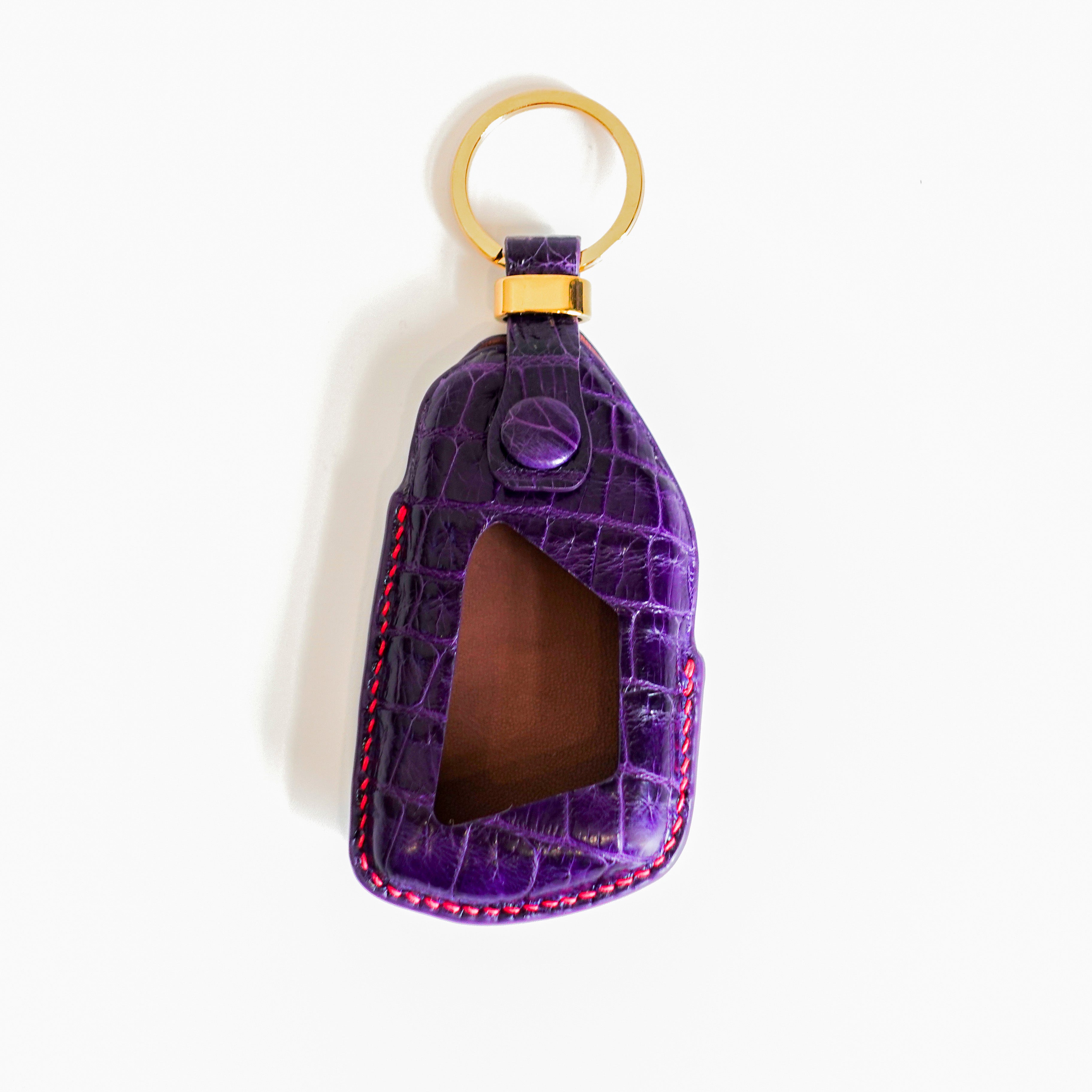 PURPLE HANDMADE LEATHER KEY CASE FOR VOLKSWAGEN
