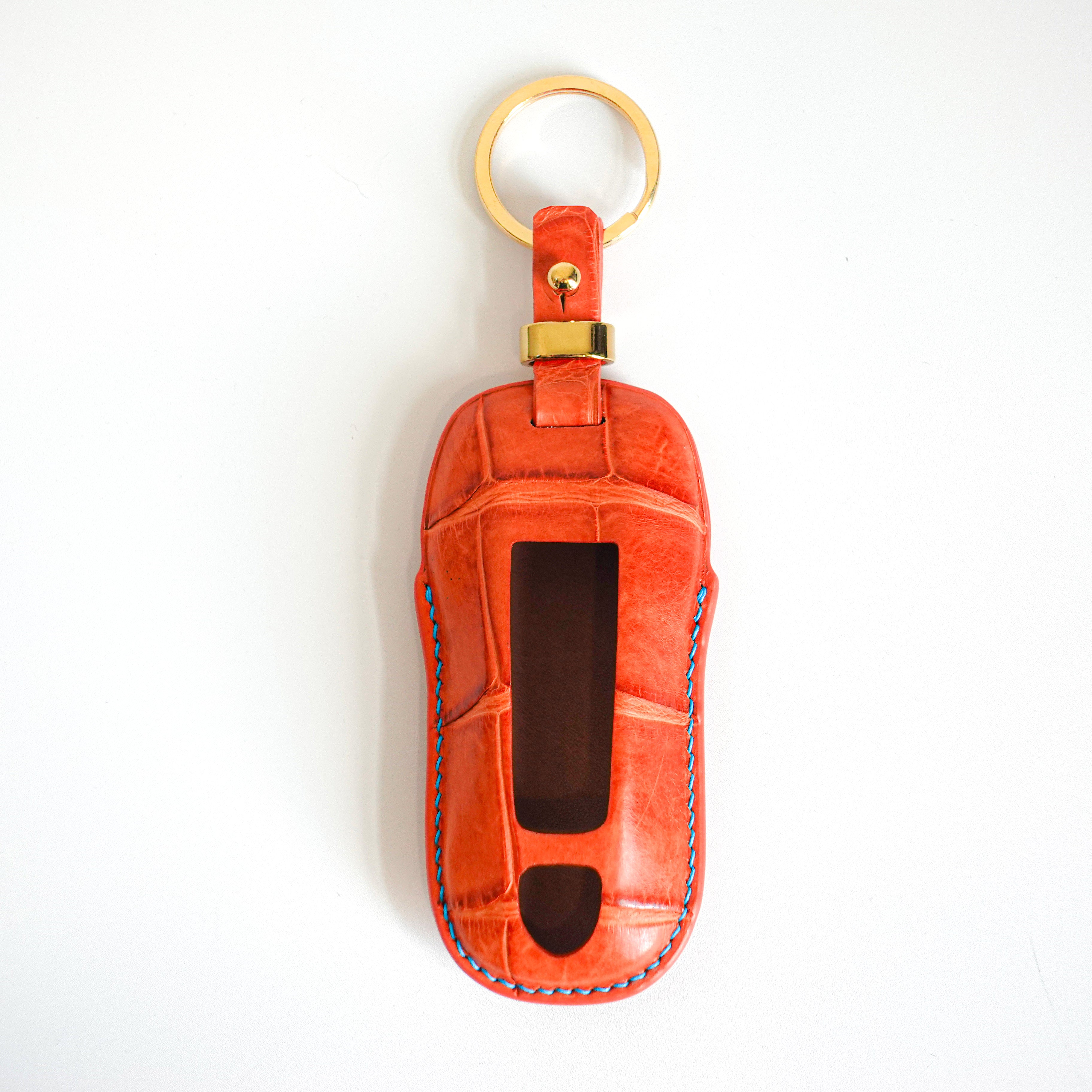 ORANGE HANDMADE LEATHER KEY CASE FOR PORCHES