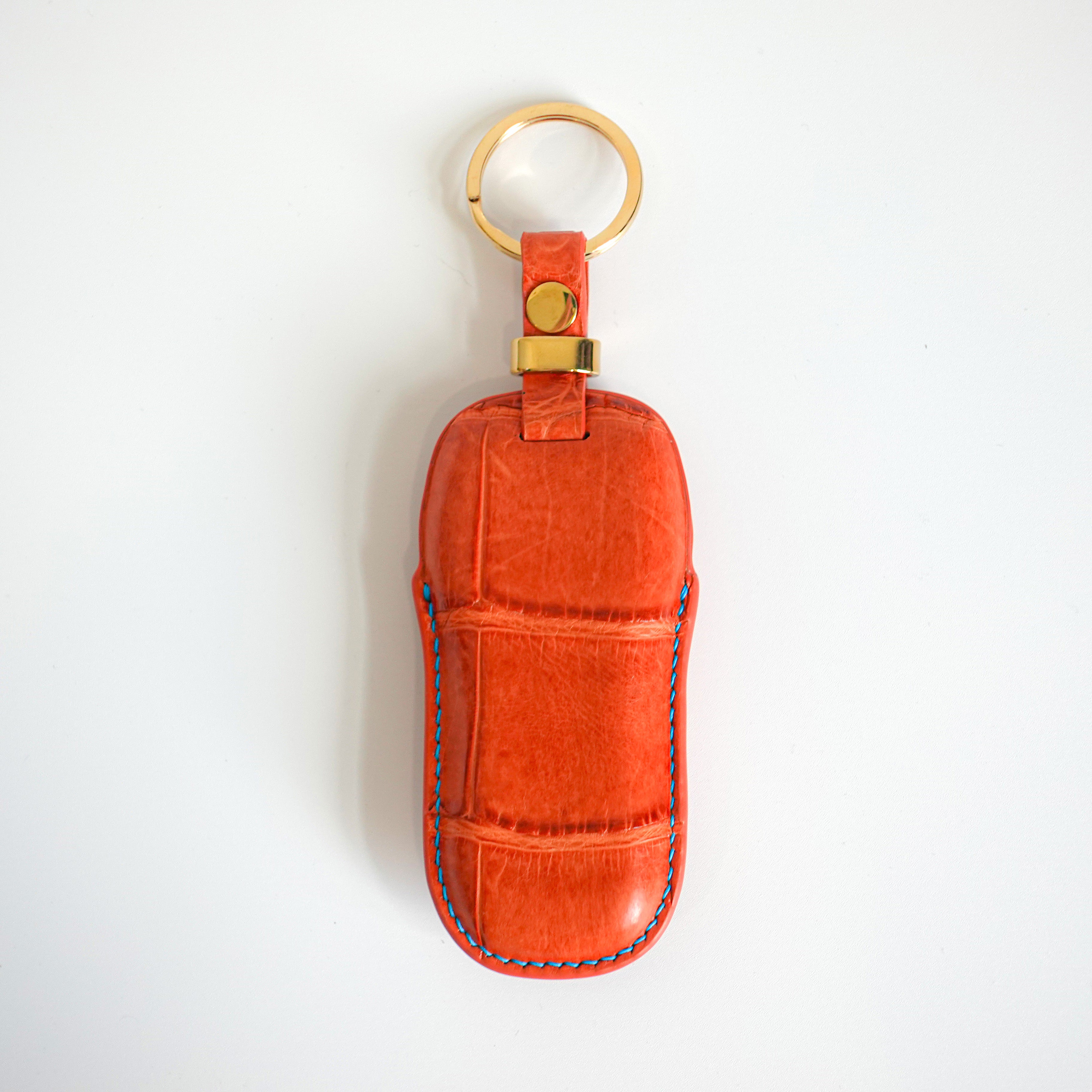 ORANGE HANDMADE LEATHER KEY CASE FOR PORCHES