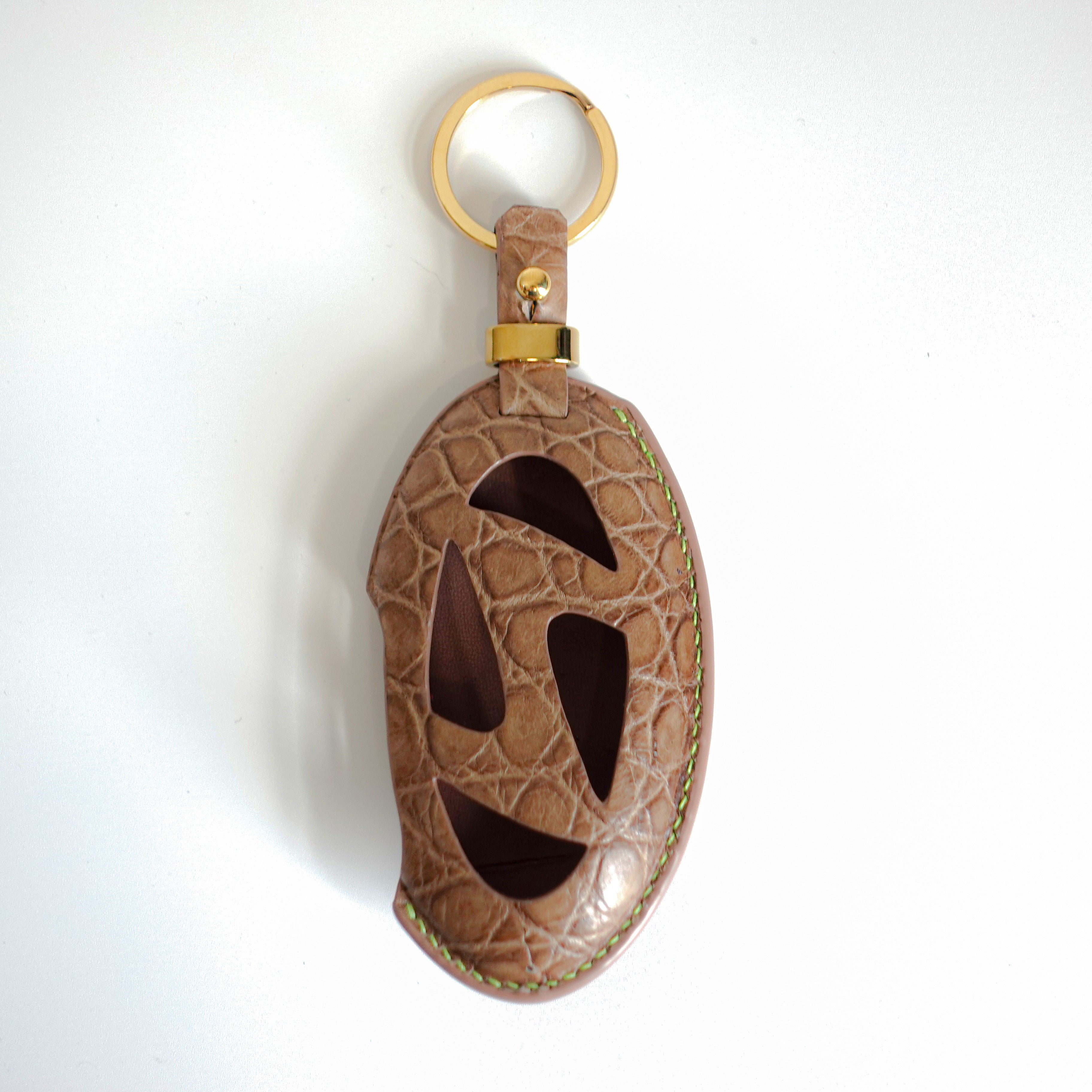 TAN BROWN HANDMADE LEATHER KEY CASE FOR HYUNDAI