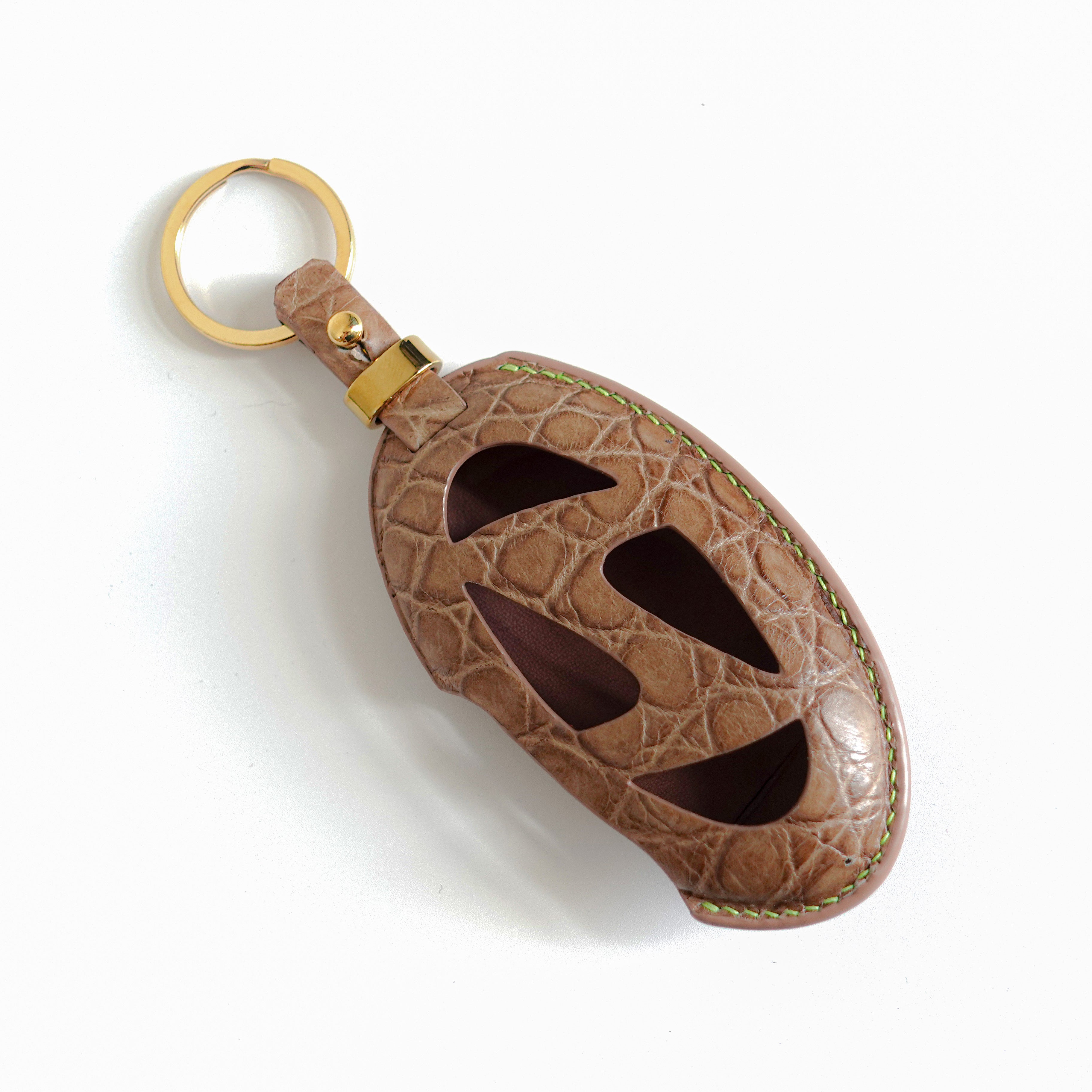 TAN BROWN HANDMADE LEATHER KEY CASE FOR HYUNDAI