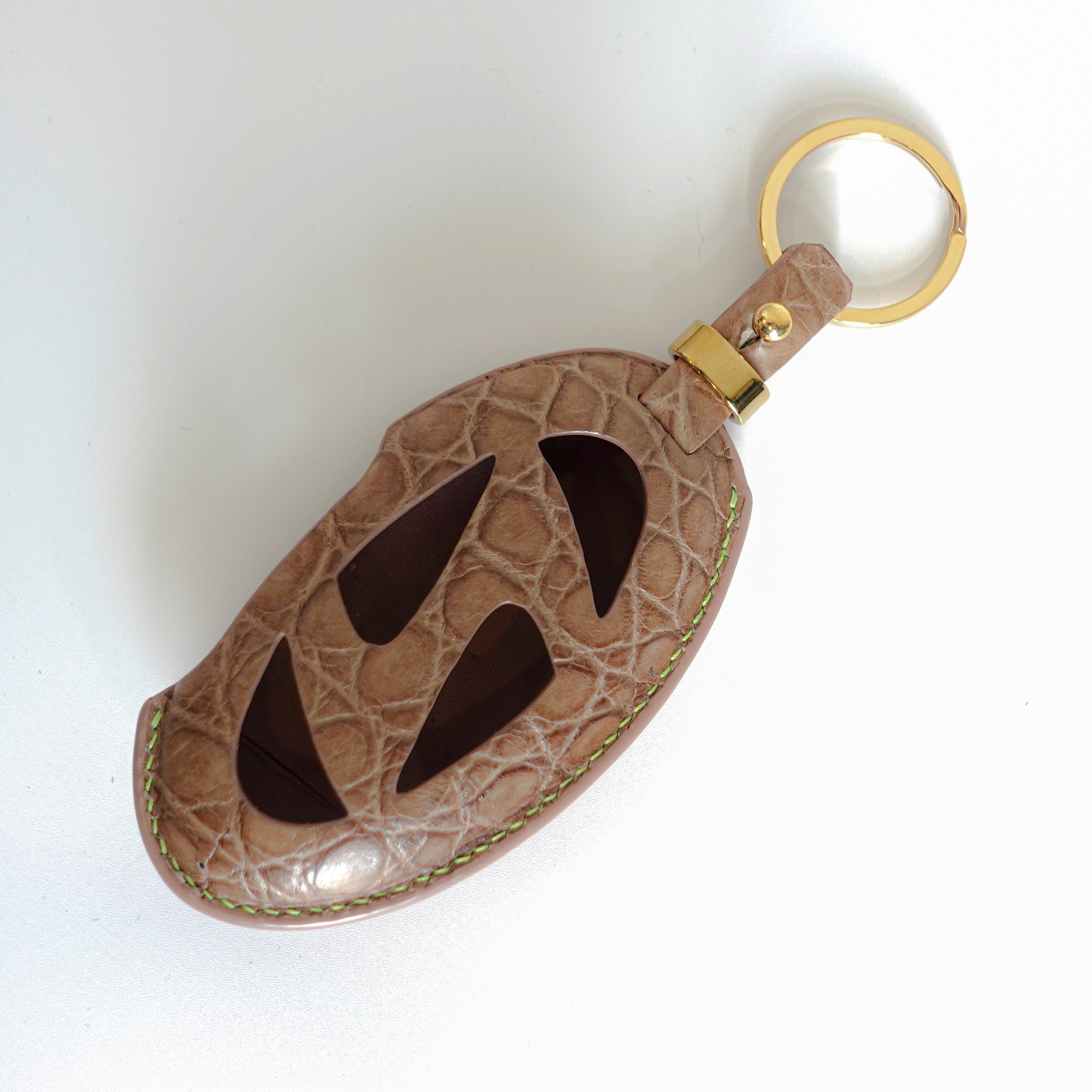 TAN BROWN HANDMADE LEATHER KEY CASE FOR HYUNDAI
