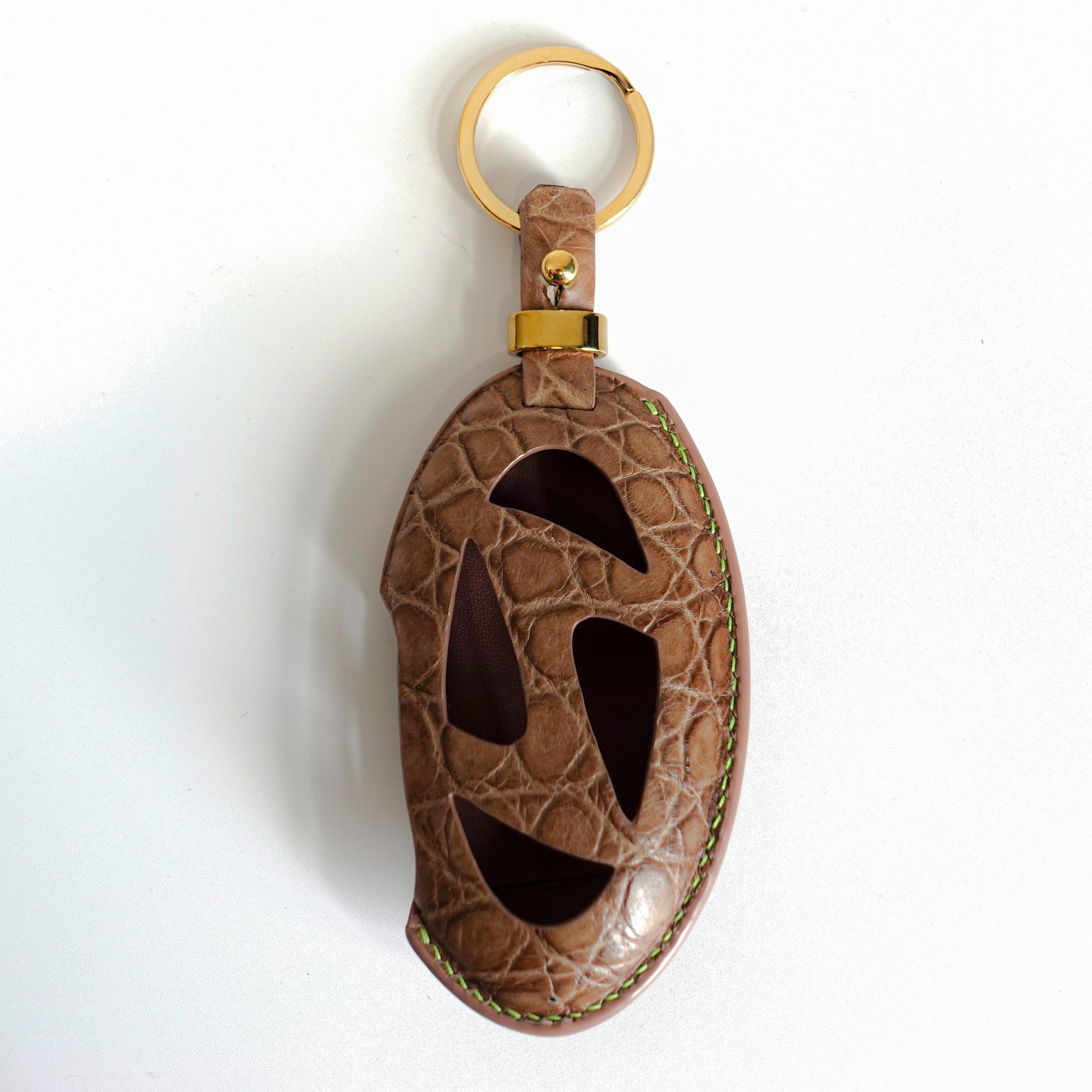 TAN BROWN HANDMADE LEATHER KEY CASE FOR HYUNDAI