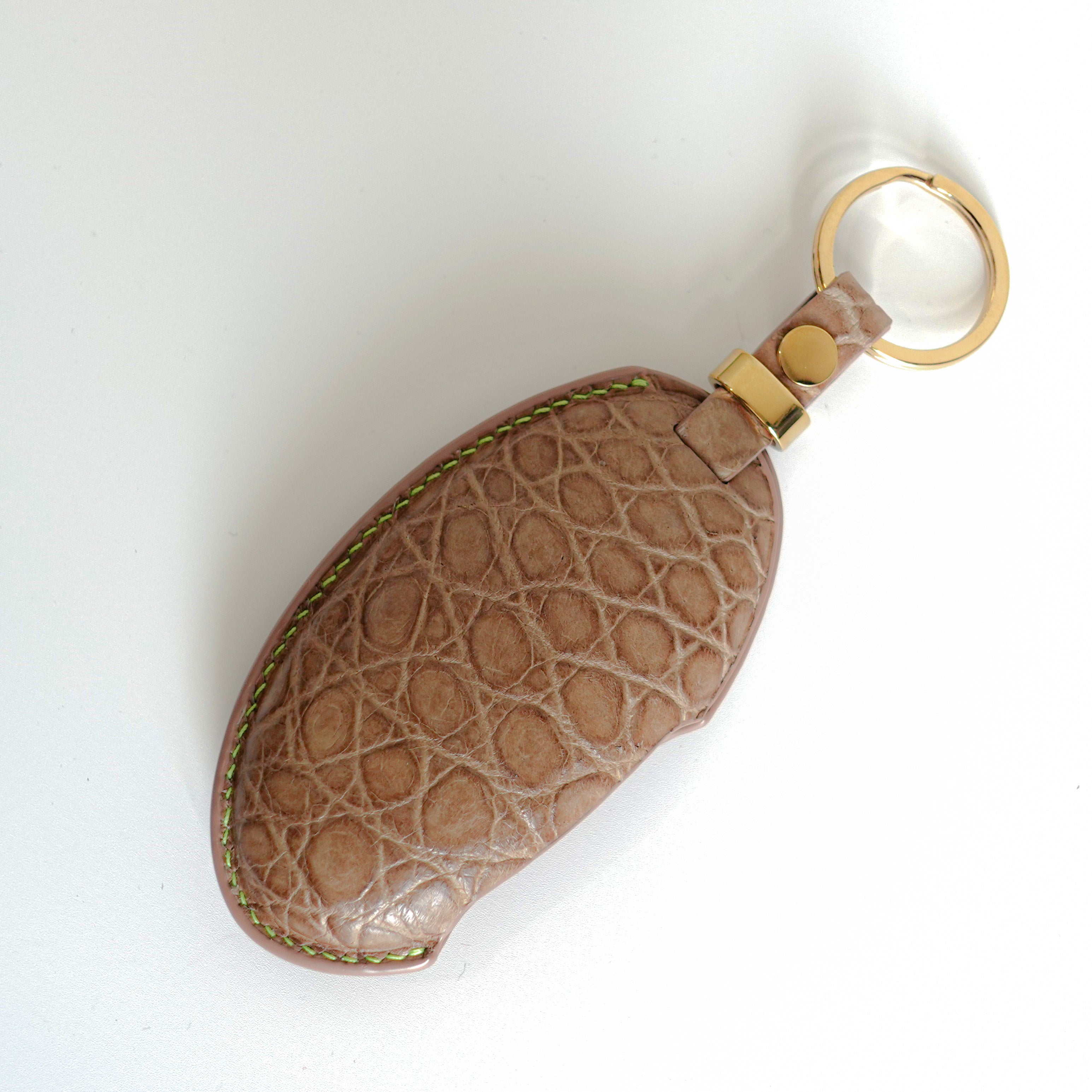 TAN BROWN HANDMADE LEATHER KEY CASE FOR HYUNDAI