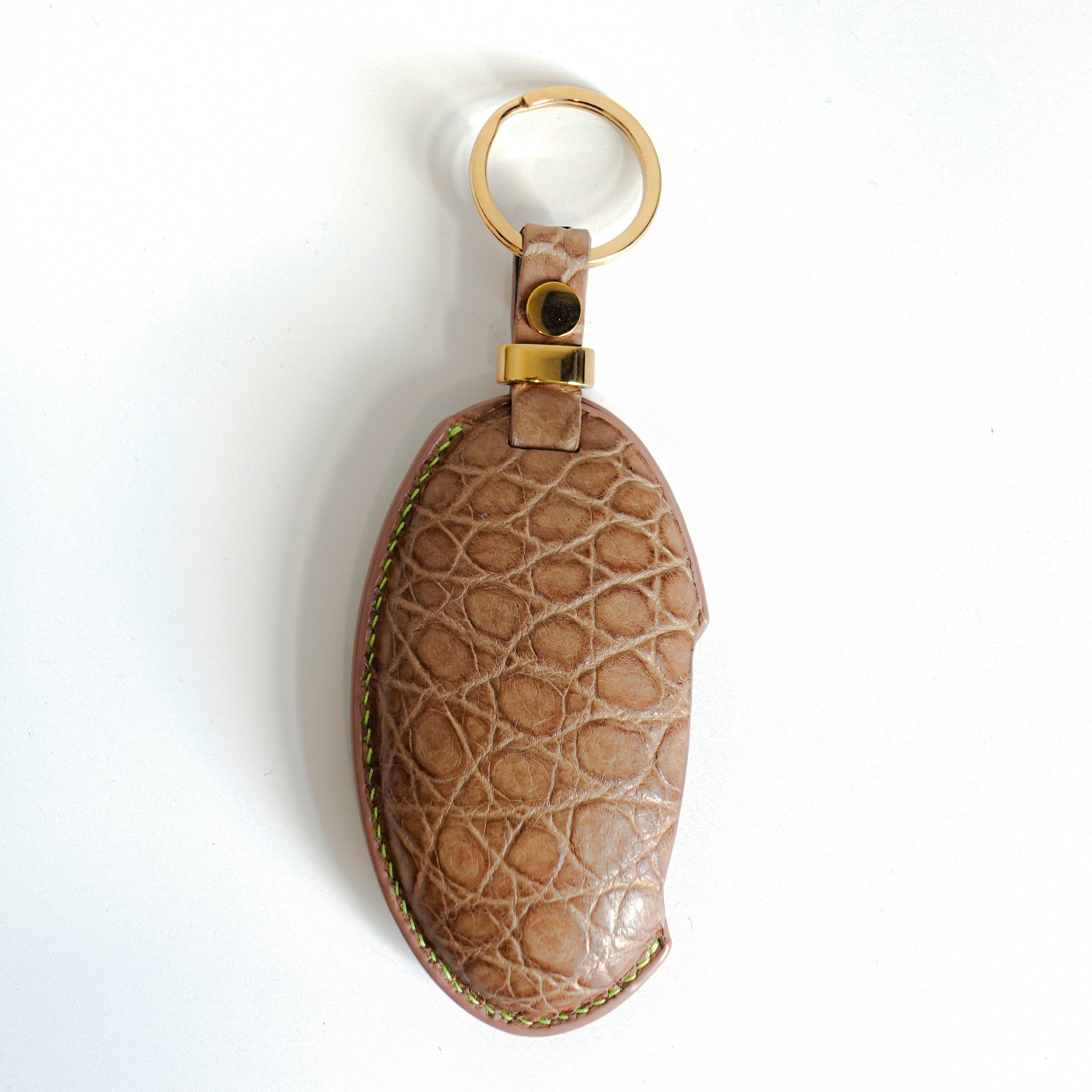 TAN BROWN HANDMADE LEATHER KEY CASE FOR HYUNDAI