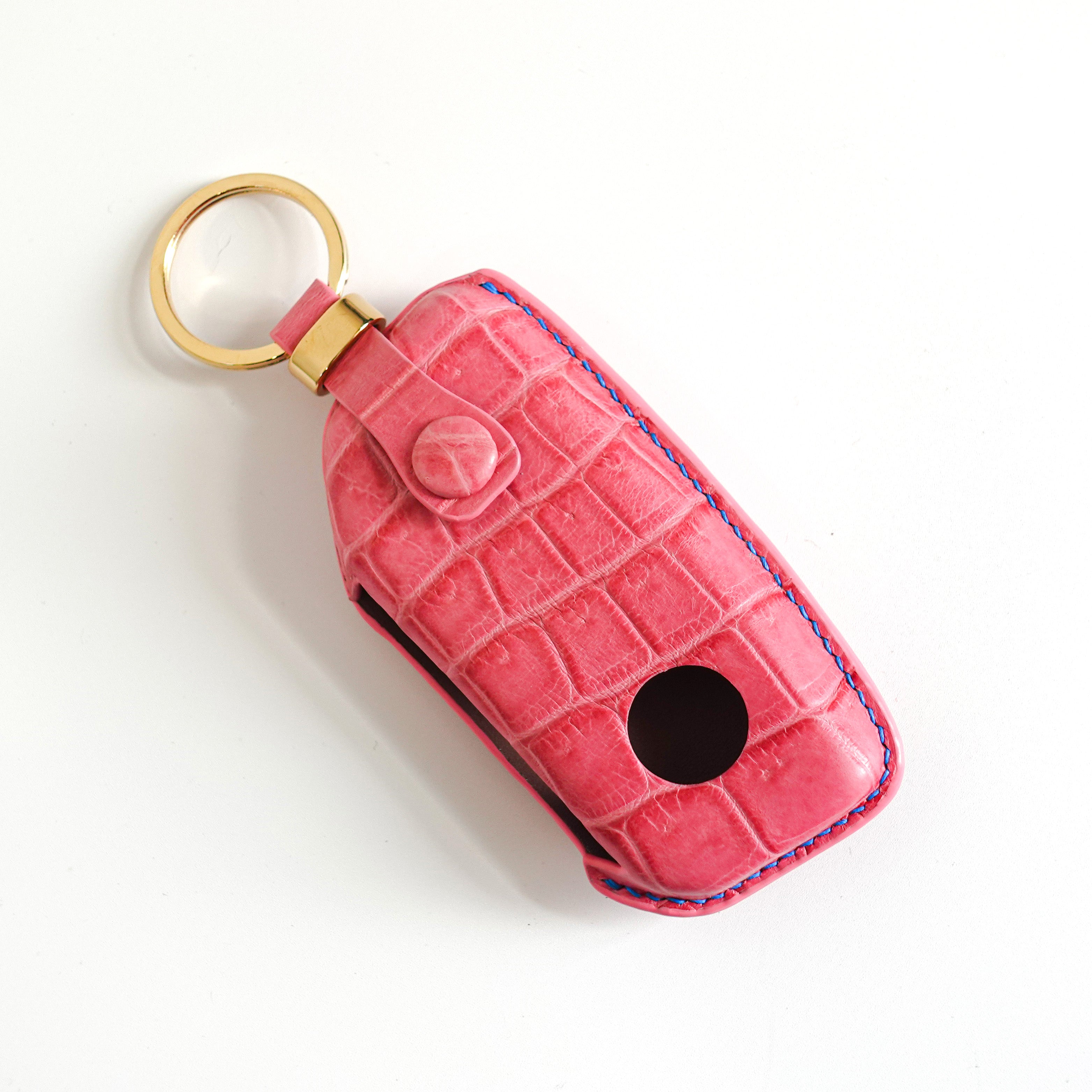 PINK HANDMADE LEATHER KEY CASE FOR BMW