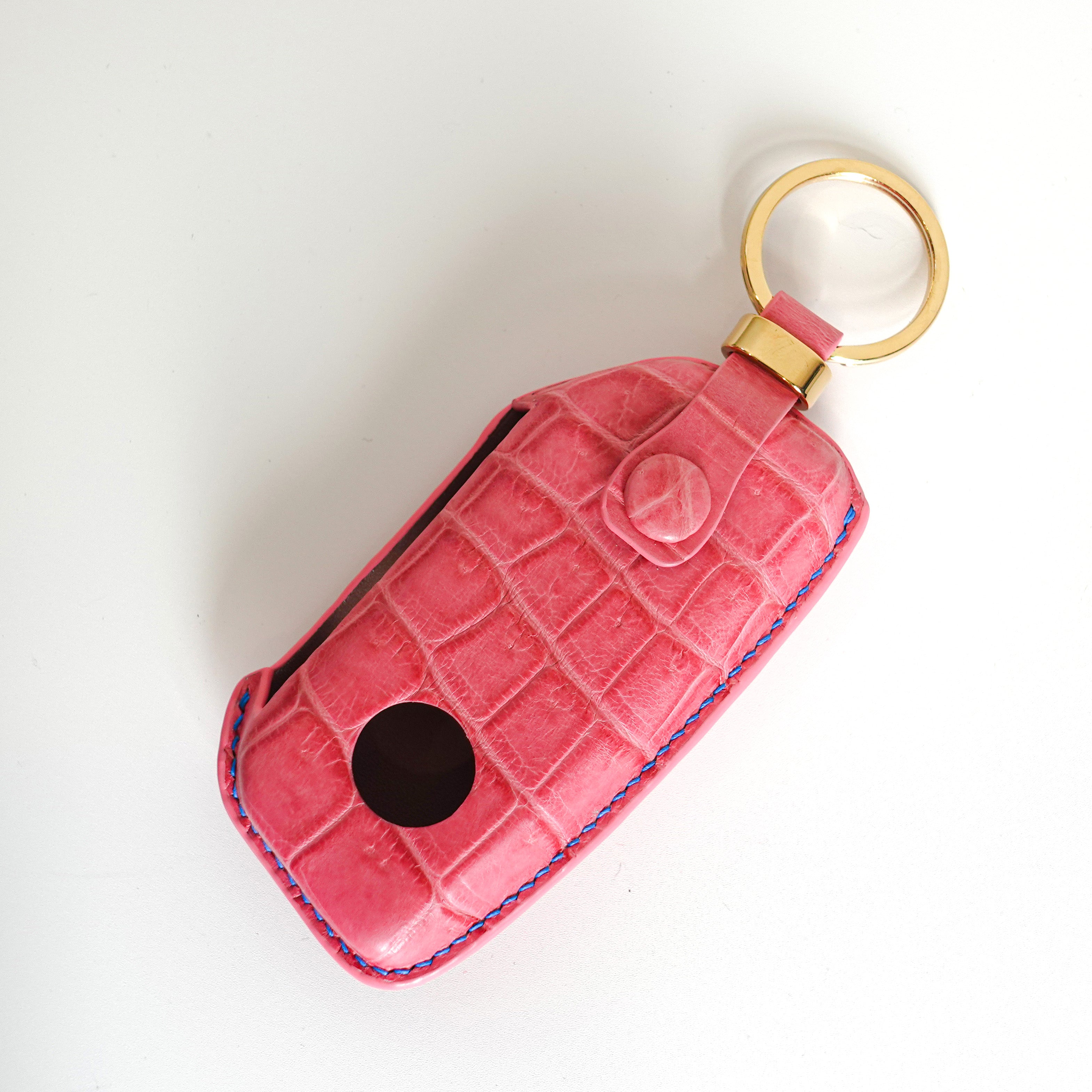 PINK HANDMADE LEATHER KEY CASE FOR BMW