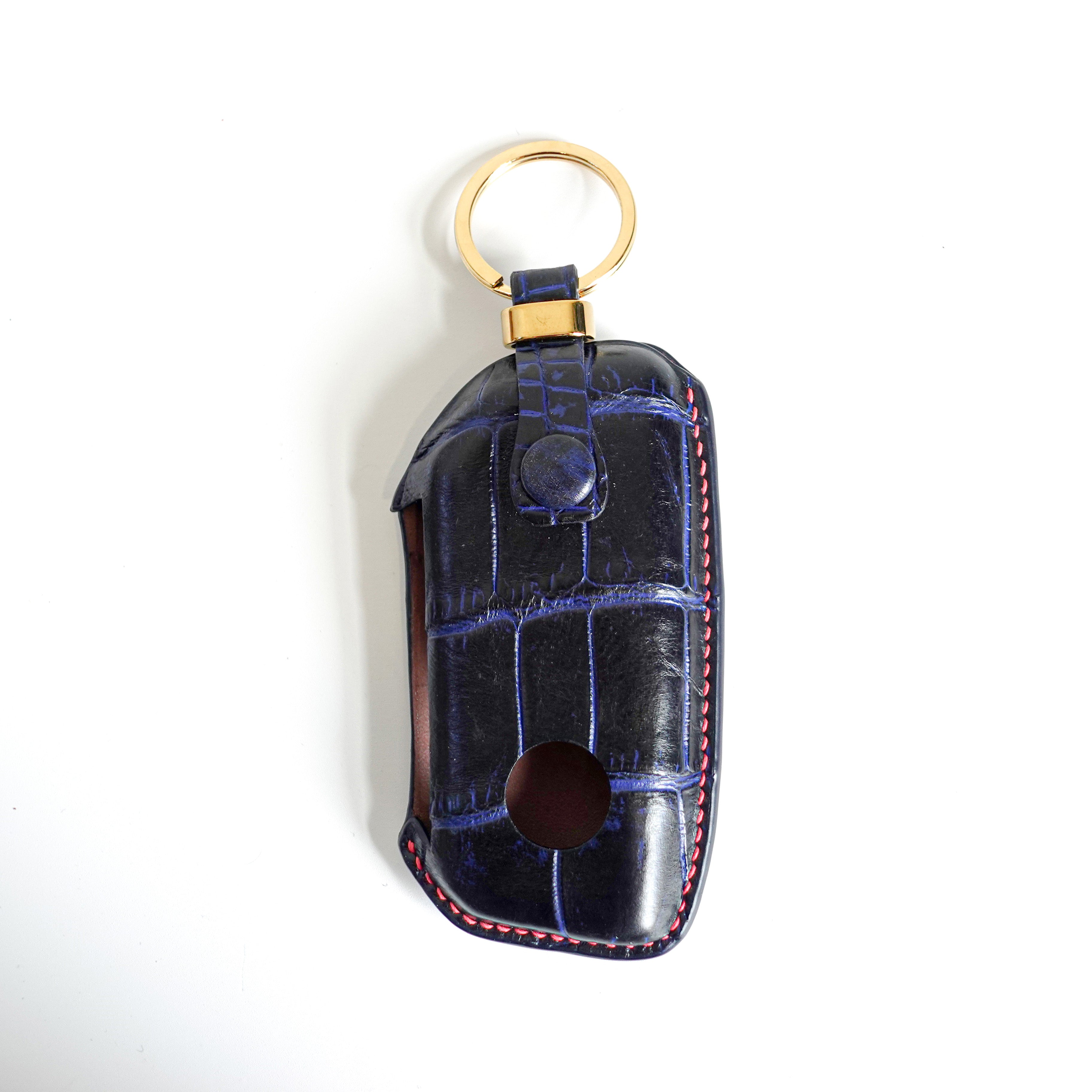 BLUE HANDMADE LEATHER KEY CASE FOR BMW