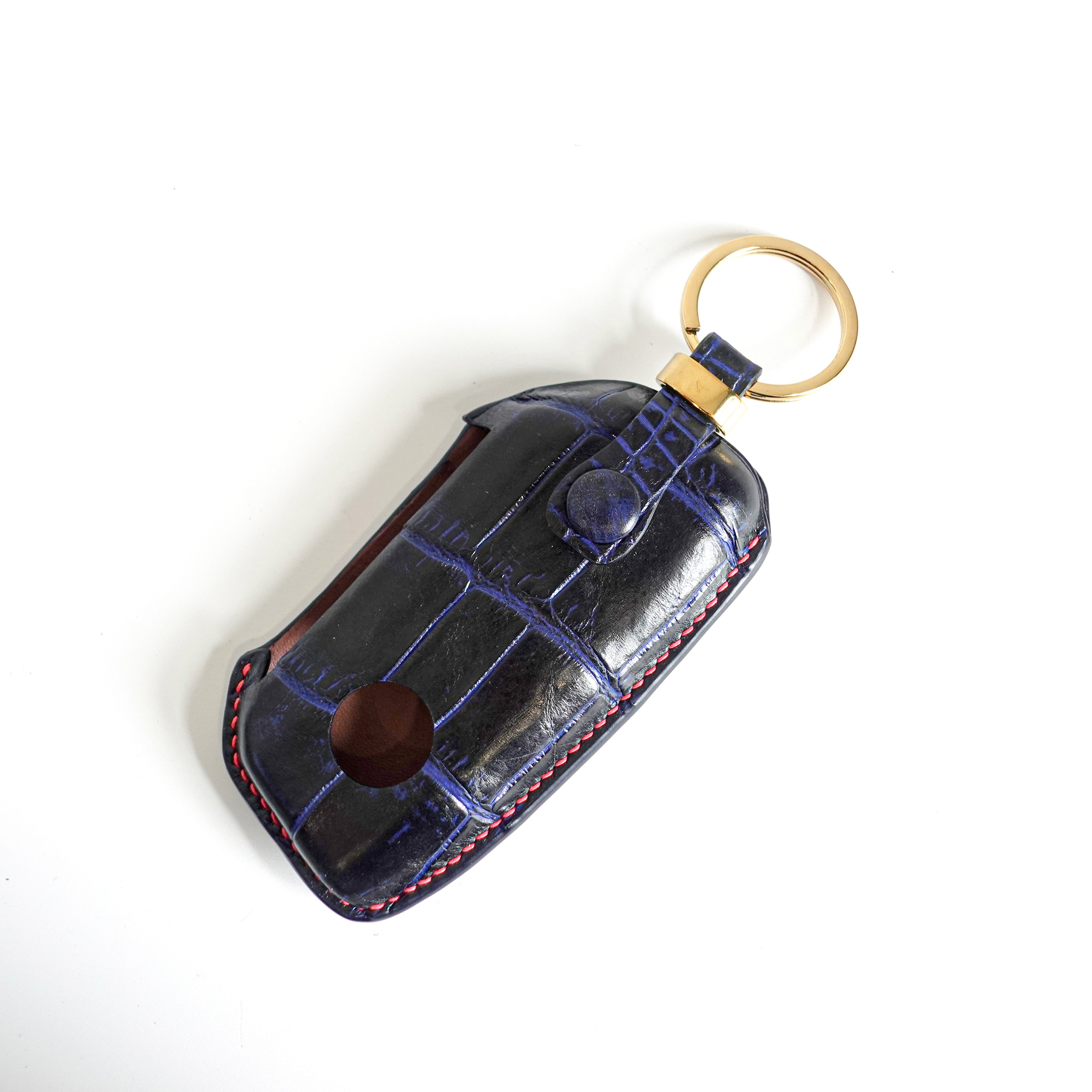 BLUE HANDMADE LEATHER KEY CASE FOR BMW