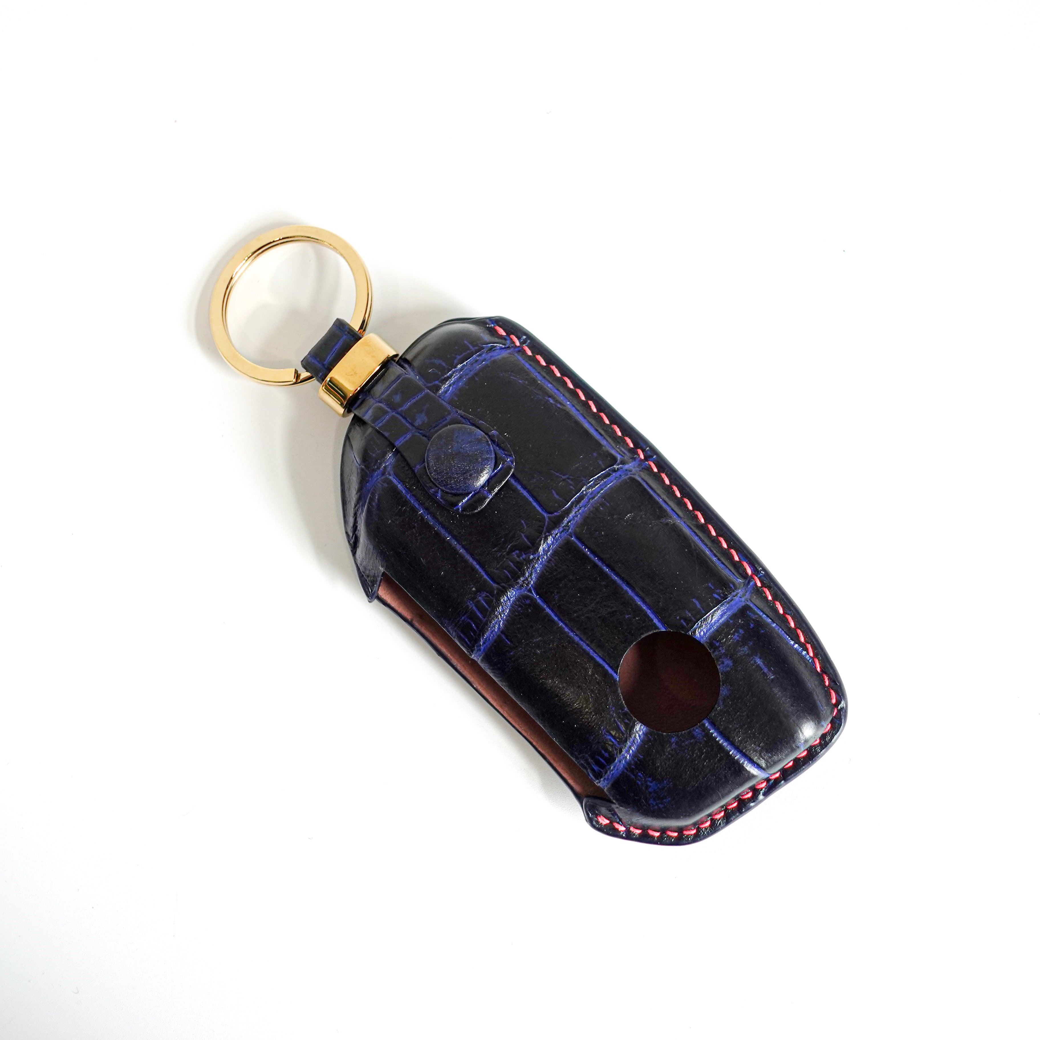 BLUE HANDMADE LEATHER KEY CASE FOR BMW