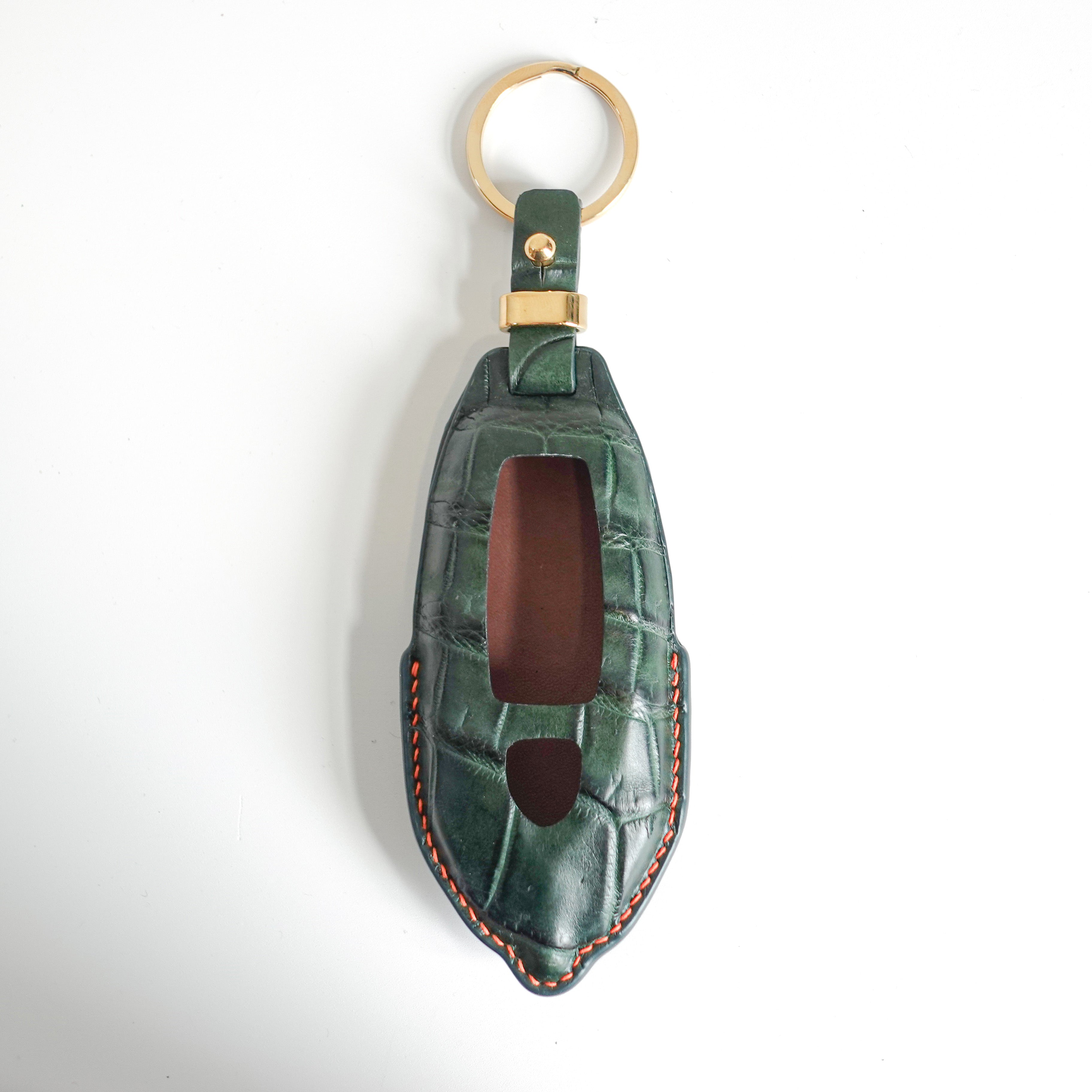 GREEN HANDMADE LEATHER KEY CASE FOR LAMBORGHINI