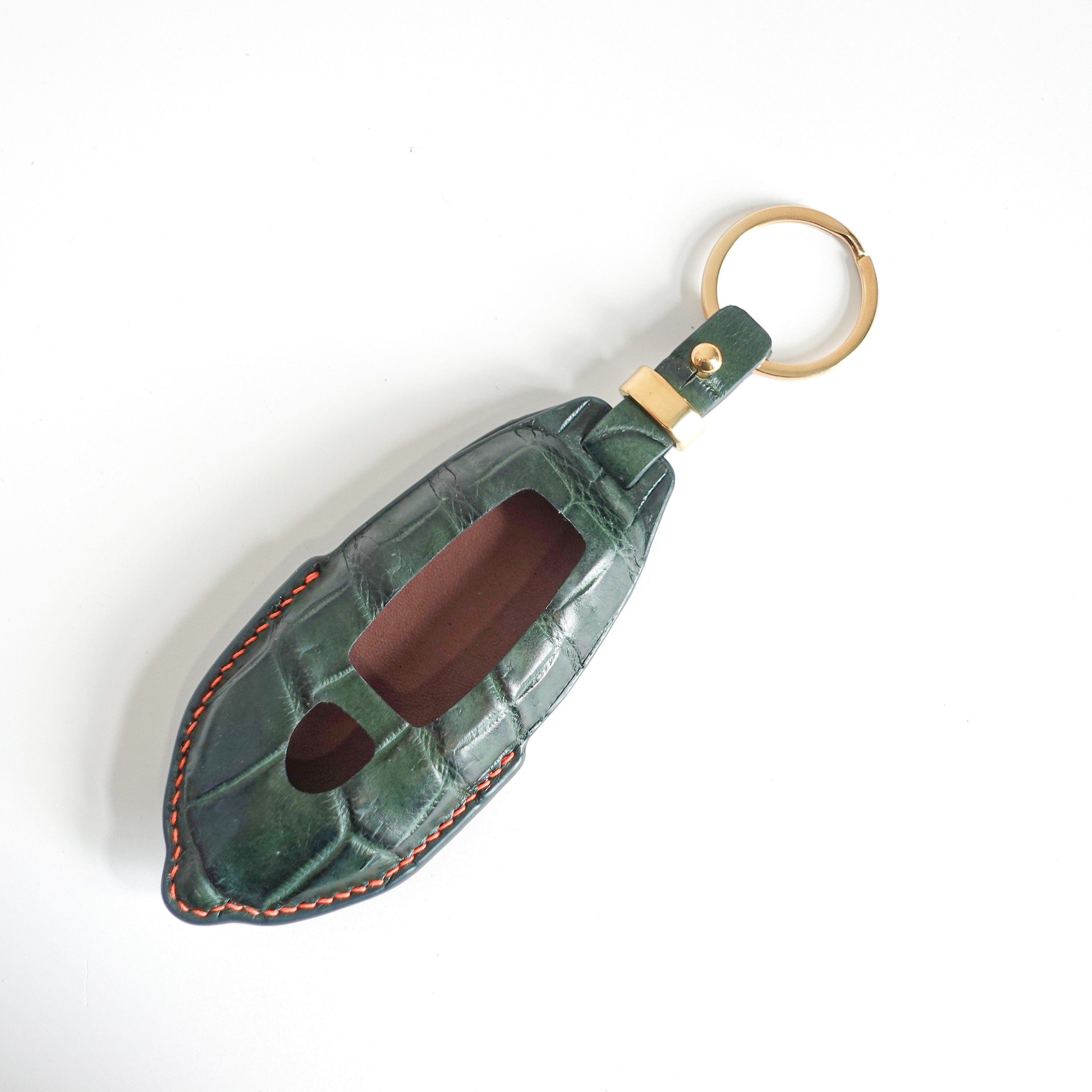 GREEN HANDMADE LEATHER KEY CASE FOR LAMBORGHINI