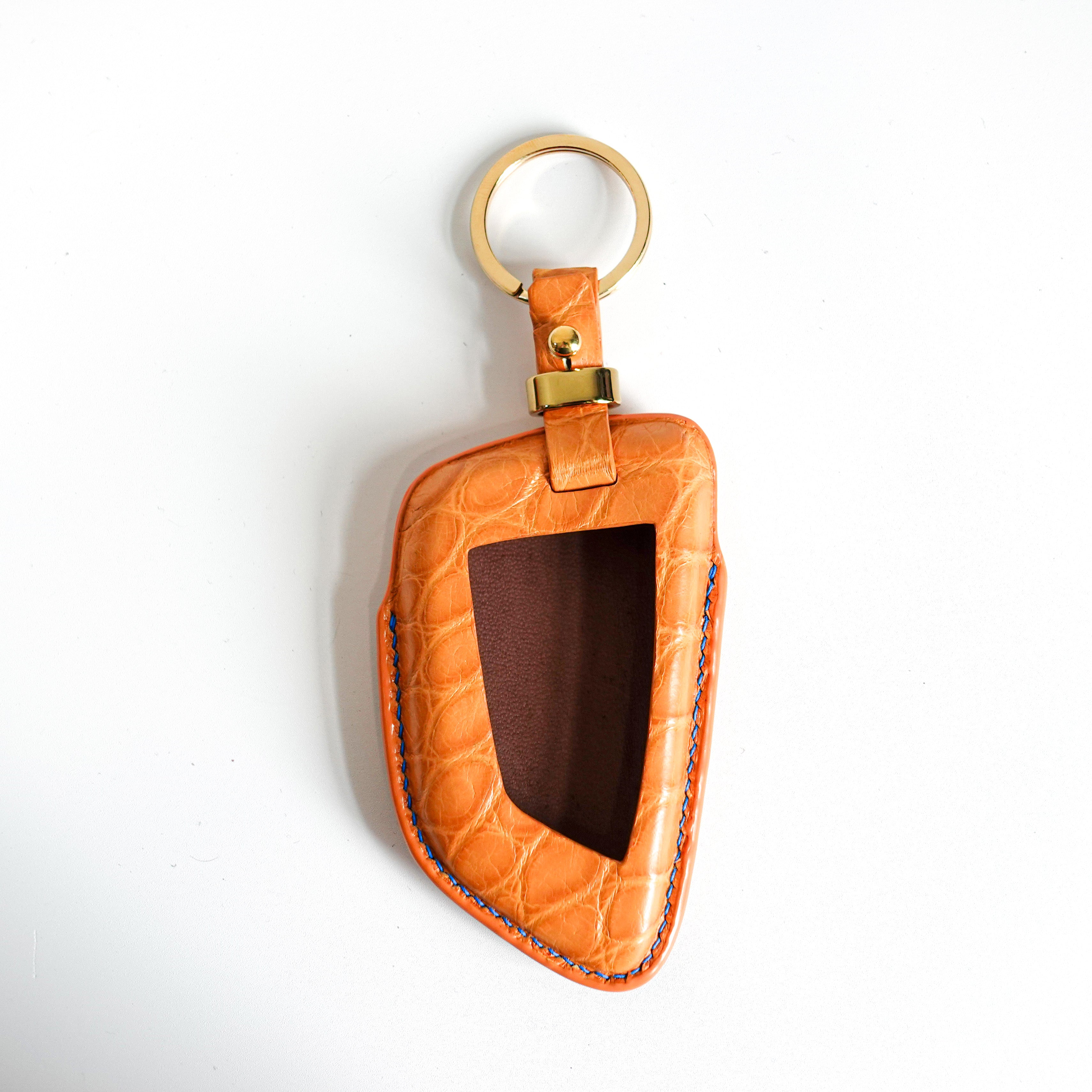 ORANGE HANDMADE LEATHER KEY CASE FOR BMW
