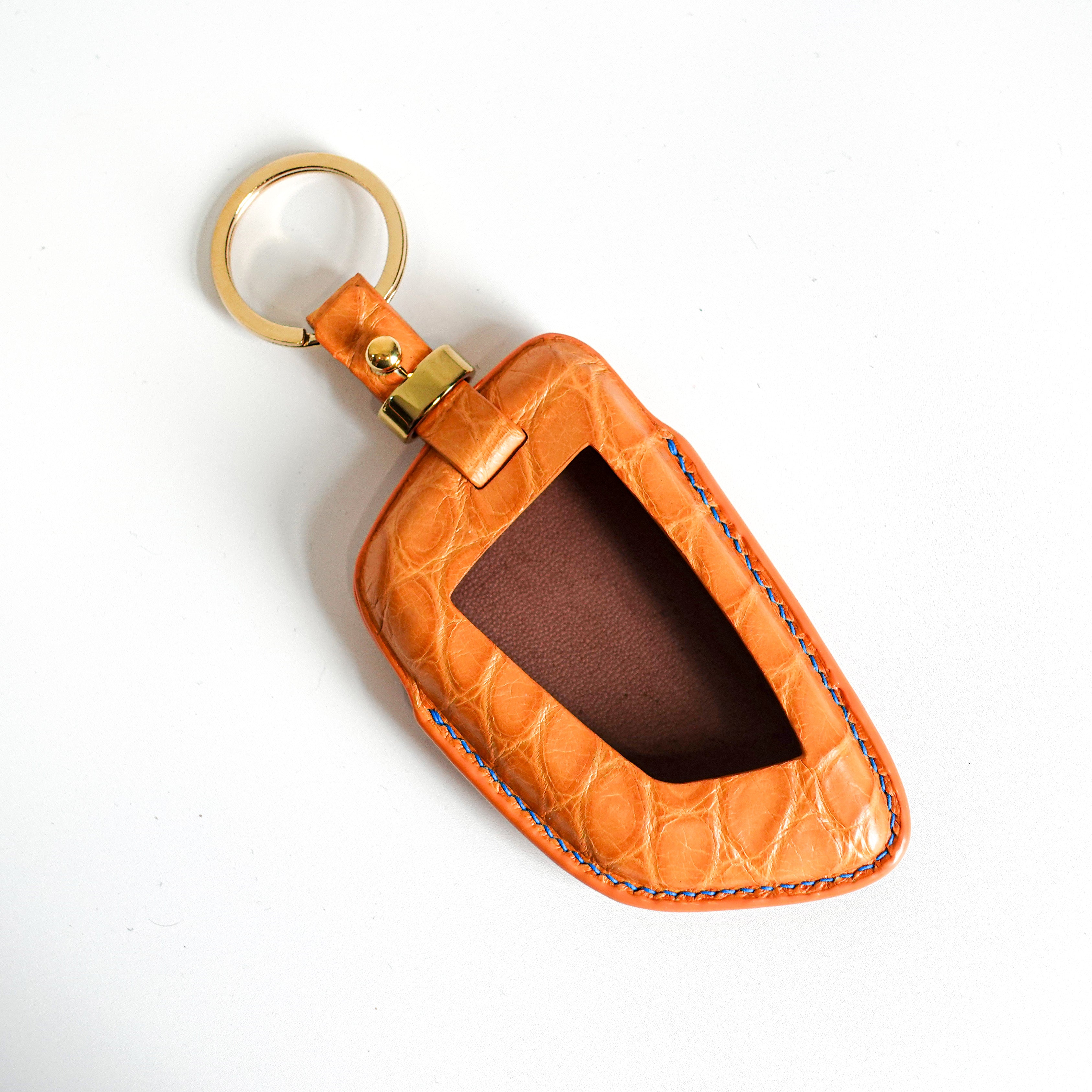 ORANGE HANDMADE LEATHER KEY CASE FOR BMW