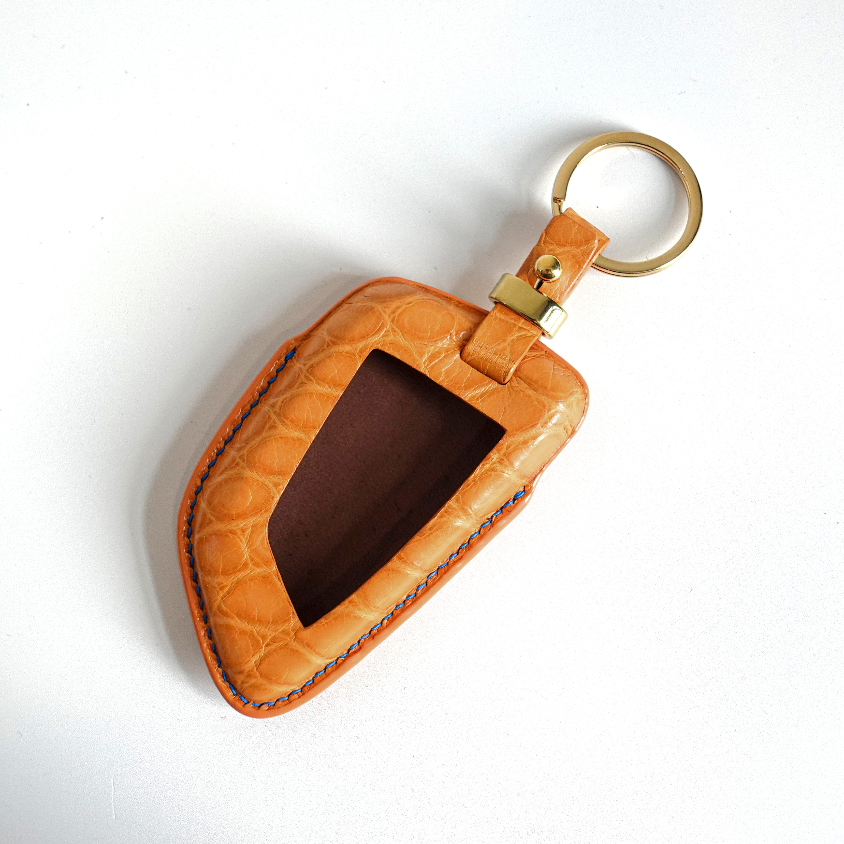 ORANGE HANDMADE LEATHER KEY CASE FOR BMW