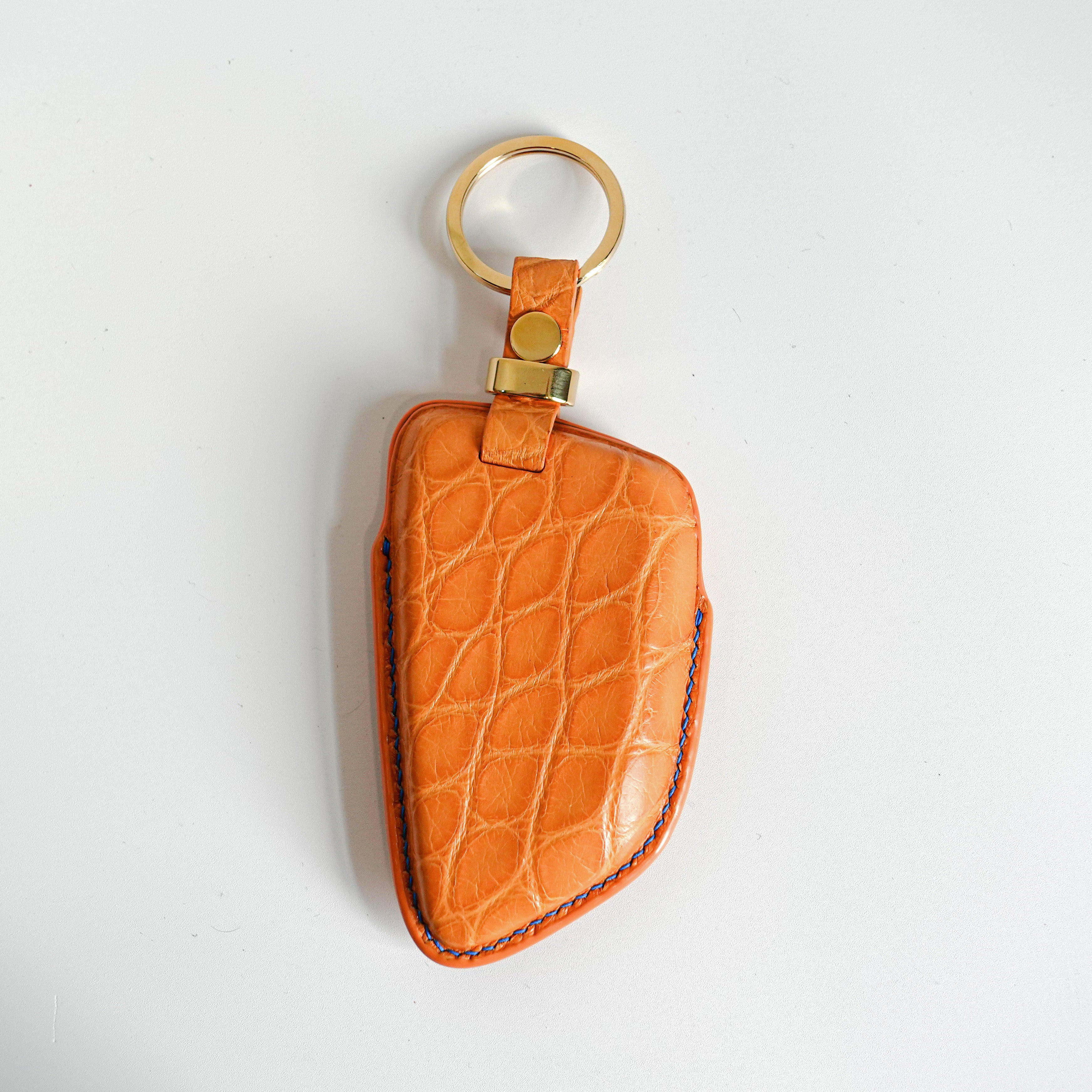ORANGE HANDMADE LEATHER KEY CASE FOR BMW