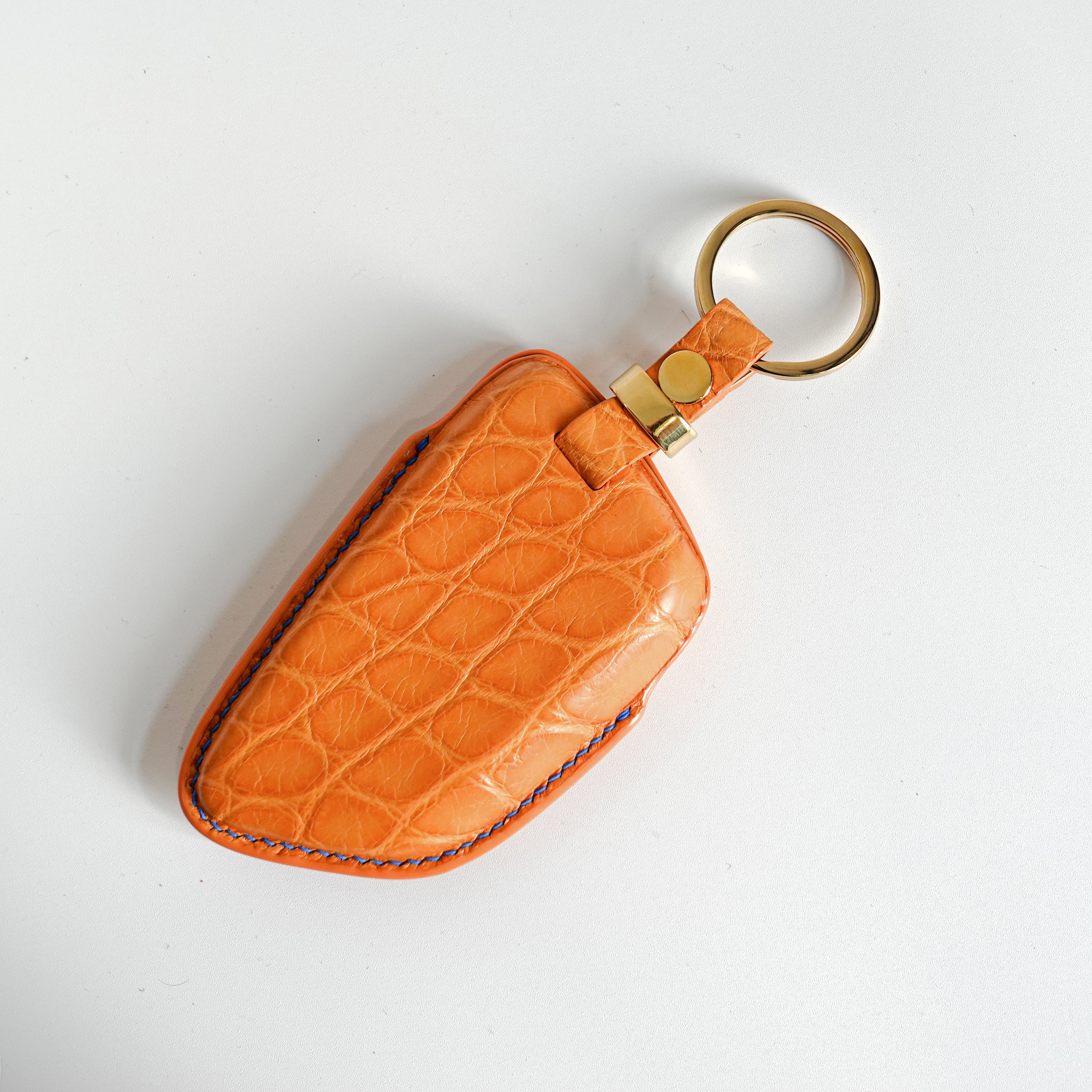 ORANGE HANDMADE LEATHER KEY CASE FOR BMW