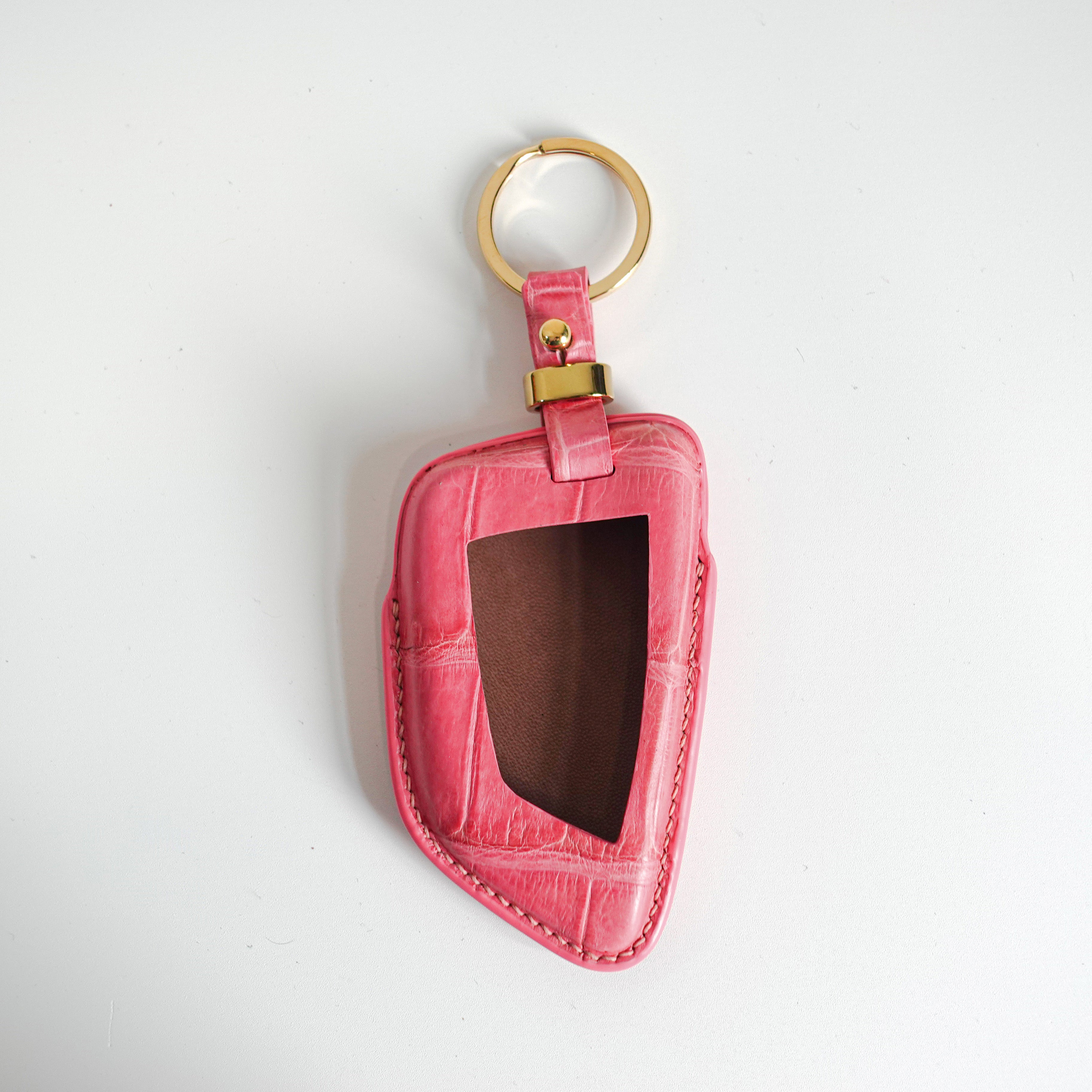 PINK HANDMADE LEATHER KEY CASE FOR BMW