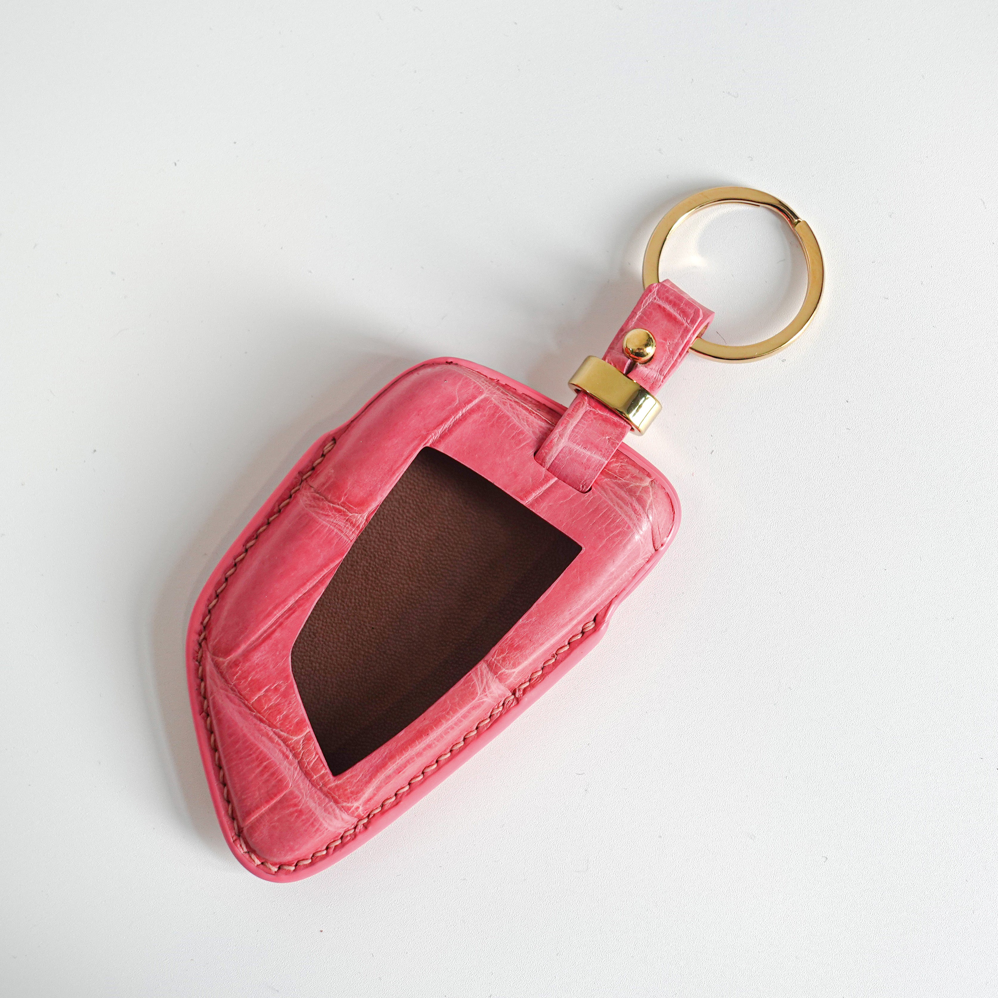PINK HANDMADE LEATHER KEY CASE FOR BMW