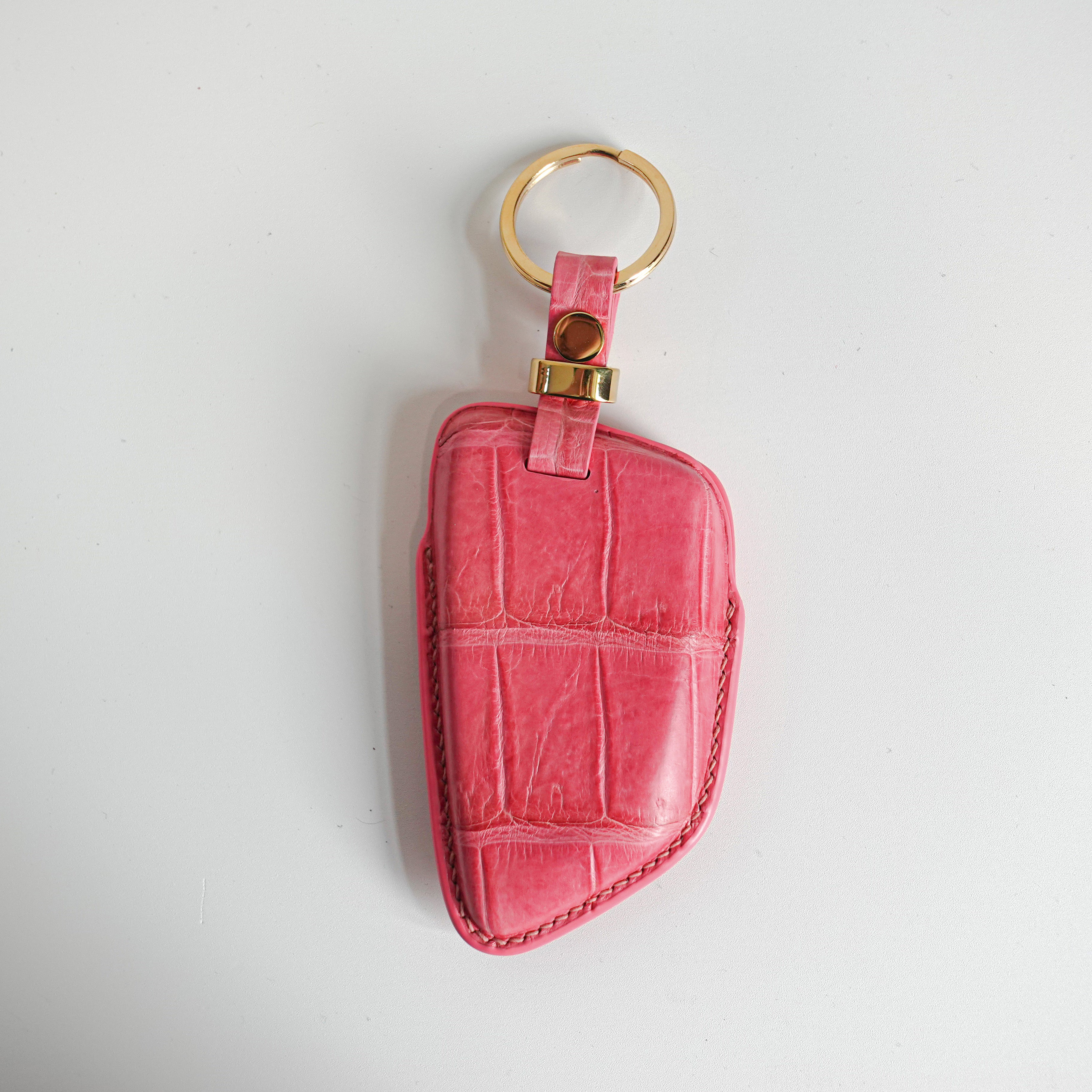 PINK HANDMADE LEATHER KEY CASE FOR BMW