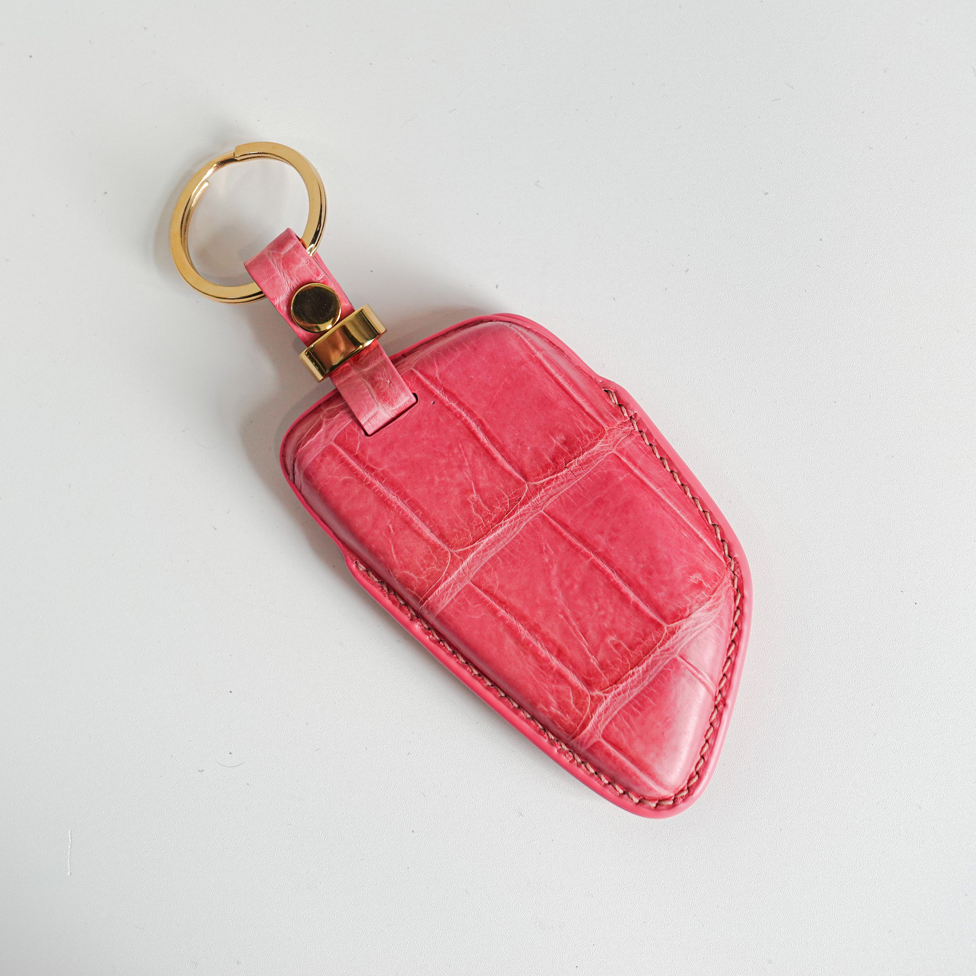 PINK HANDMADE LEATHER KEY CASE FOR BMW