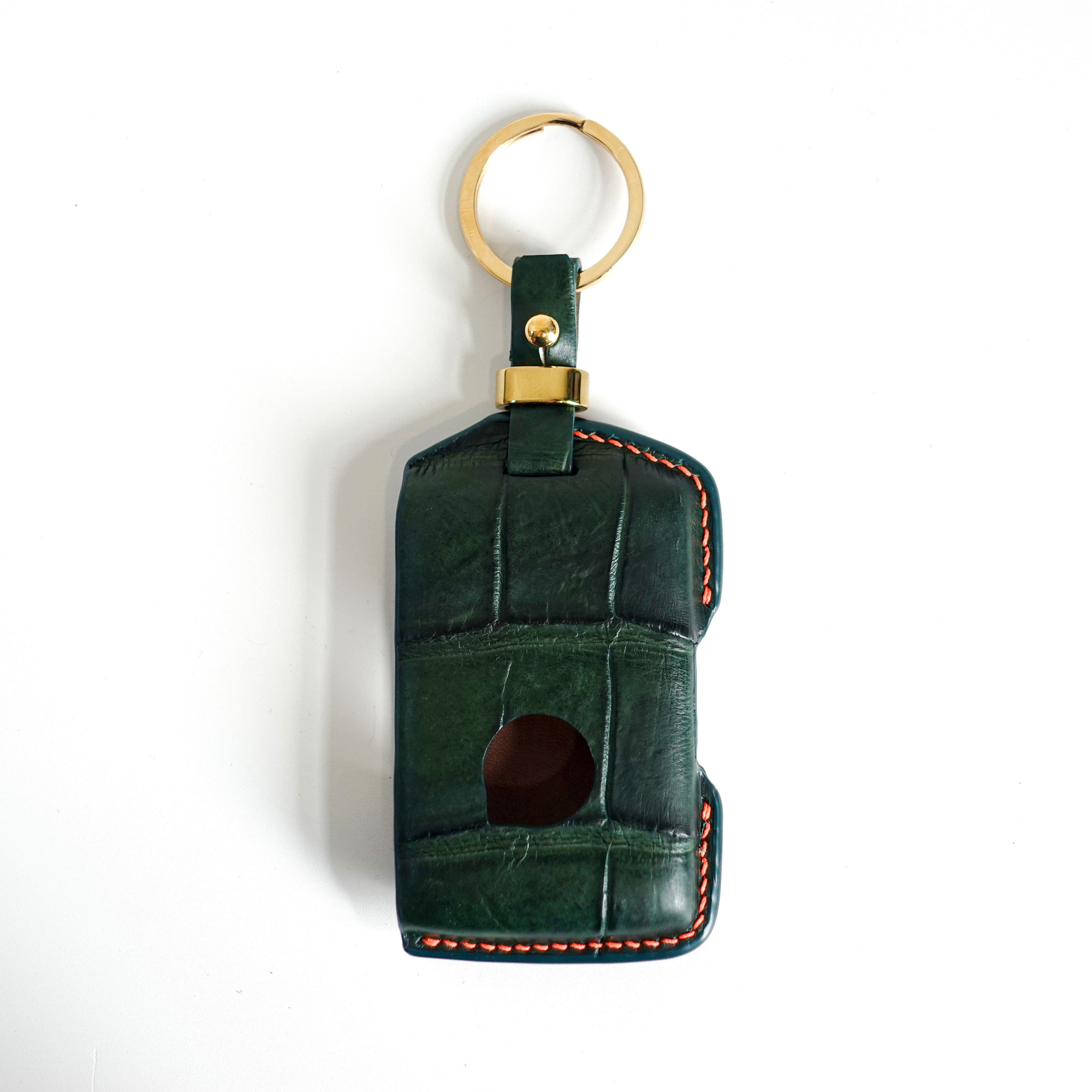 GREEN HANDMADE LEATHER KEY CASE FOR VOLVO