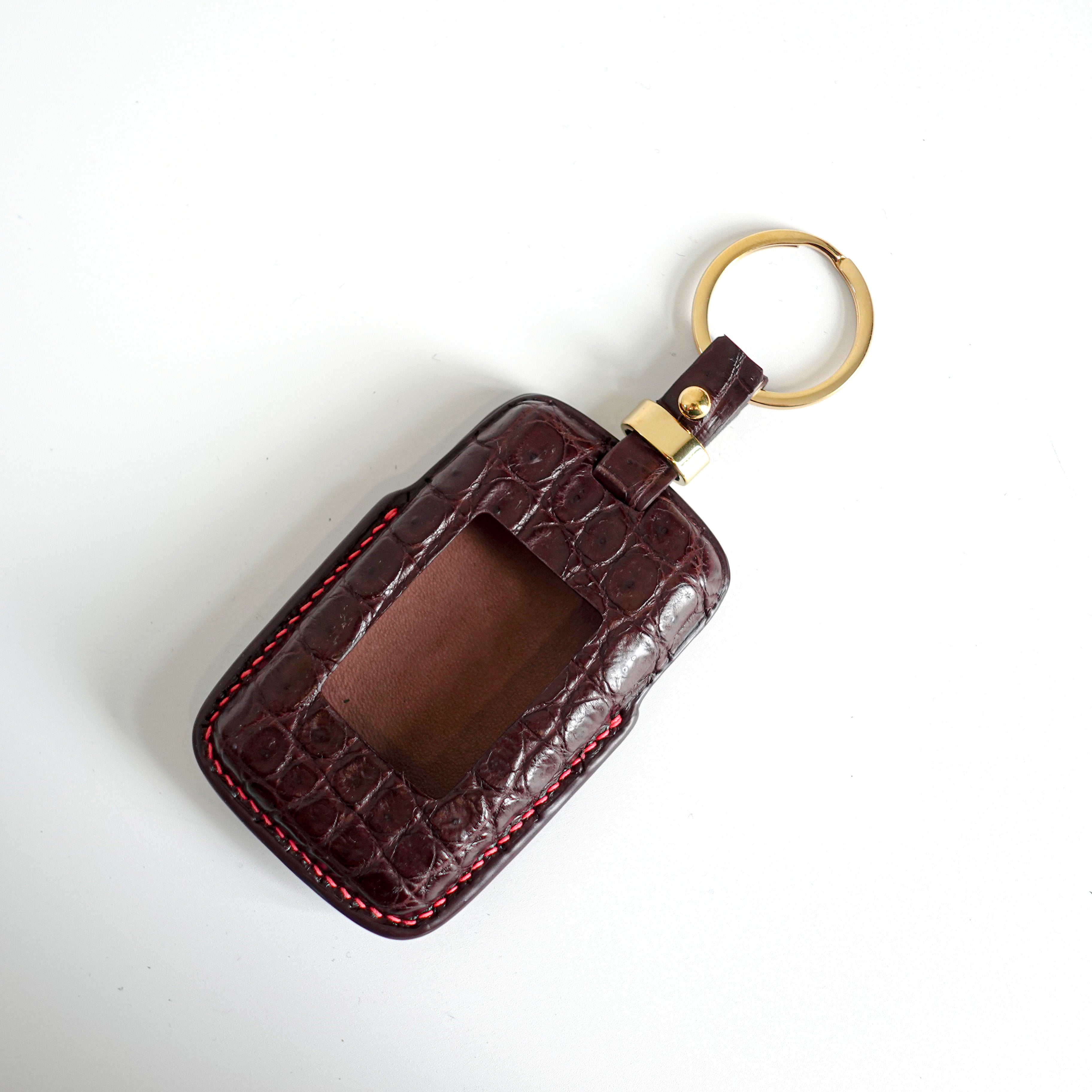 BROWN HANDMADE LEATHER KEY CASE FOR LAND ROVER