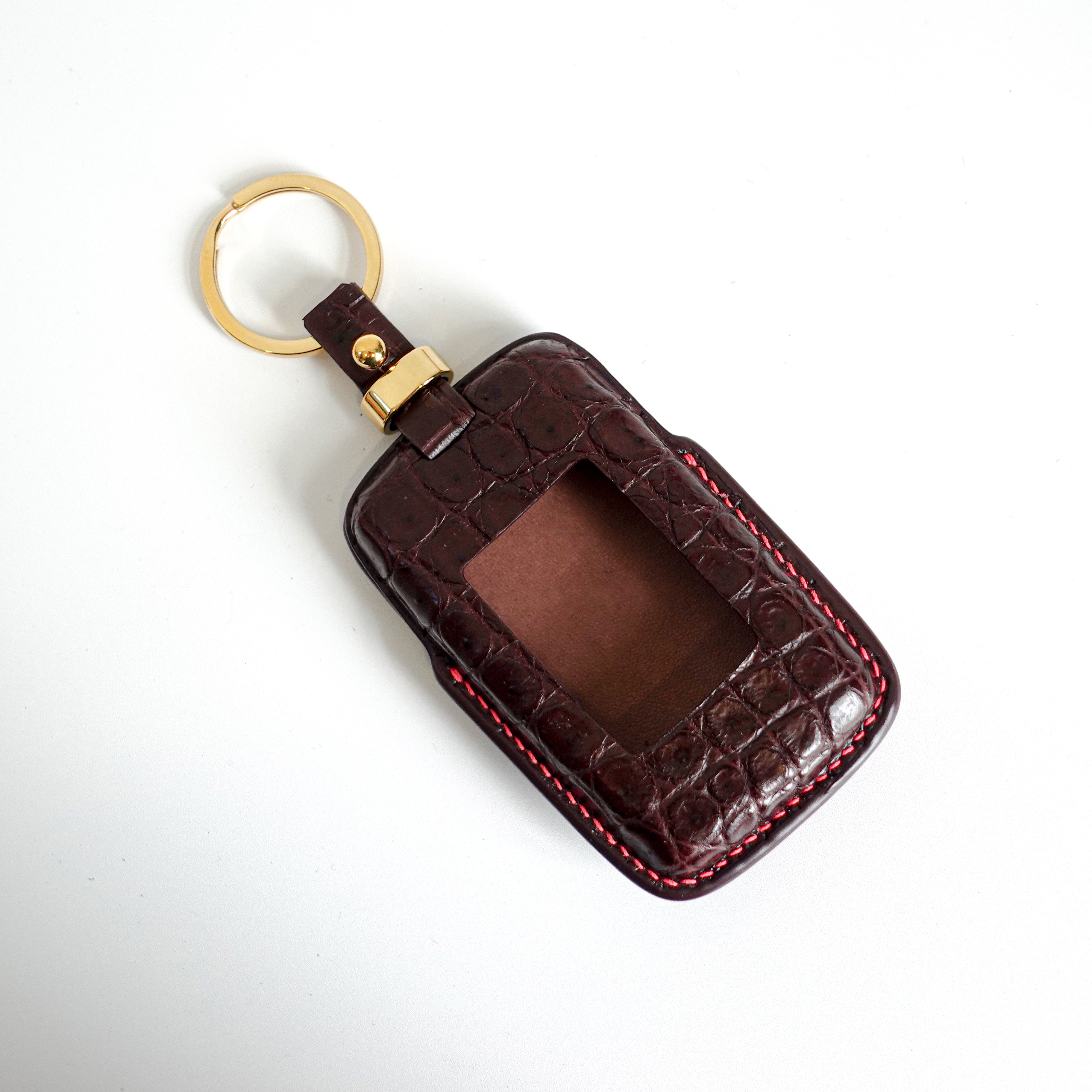 BROWN HANDMADE LEATHER KEY CASE FOR LAND ROVER