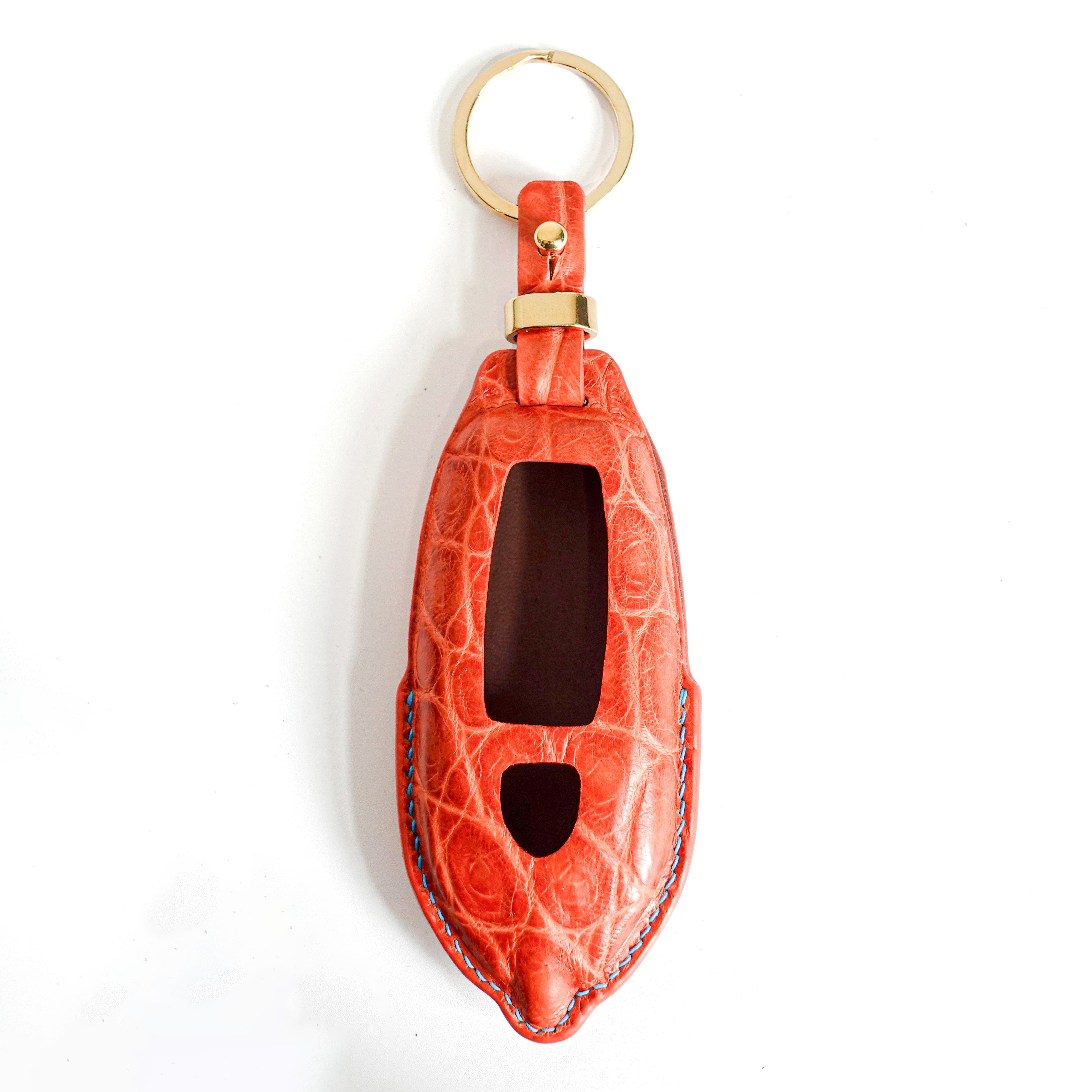 ORANGE HANDMADE LEATHER KEY CASE FOR LAMBORGHINI