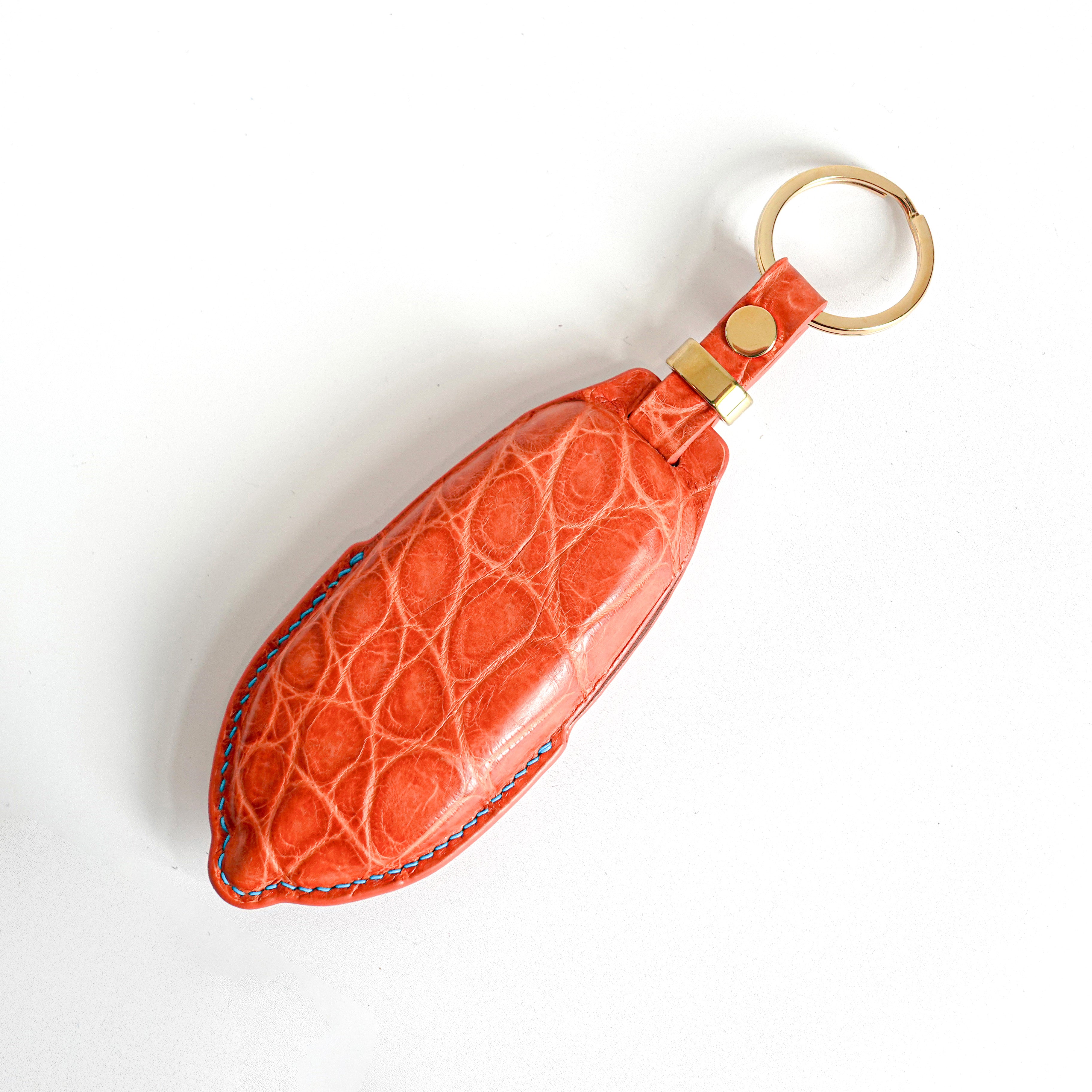 ORANGE HANDMADE LEATHER KEY CASE FOR LAMBORGHINI