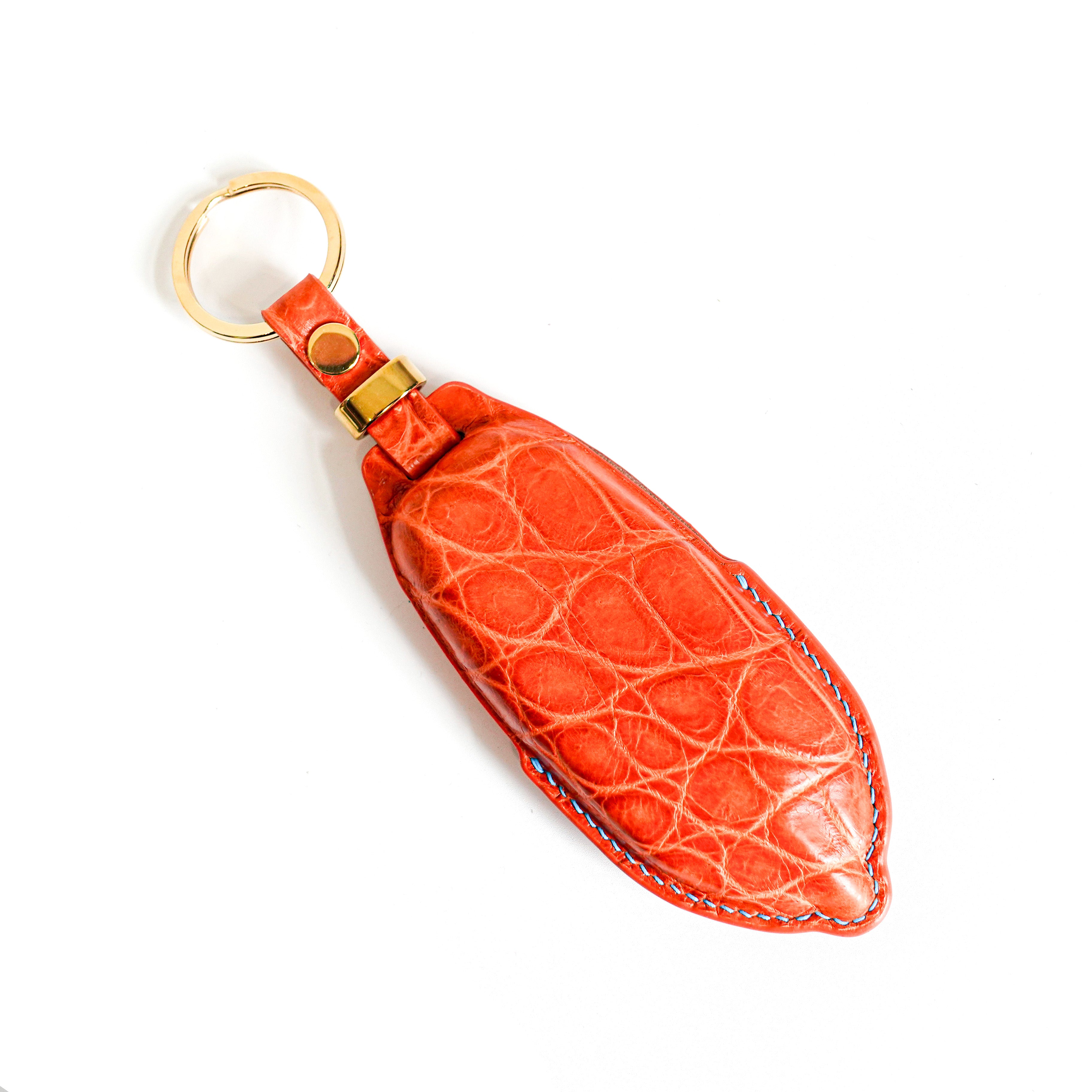ORANGE HANDMADE LEATHER KEY CASE FOR LAMBORGHINI