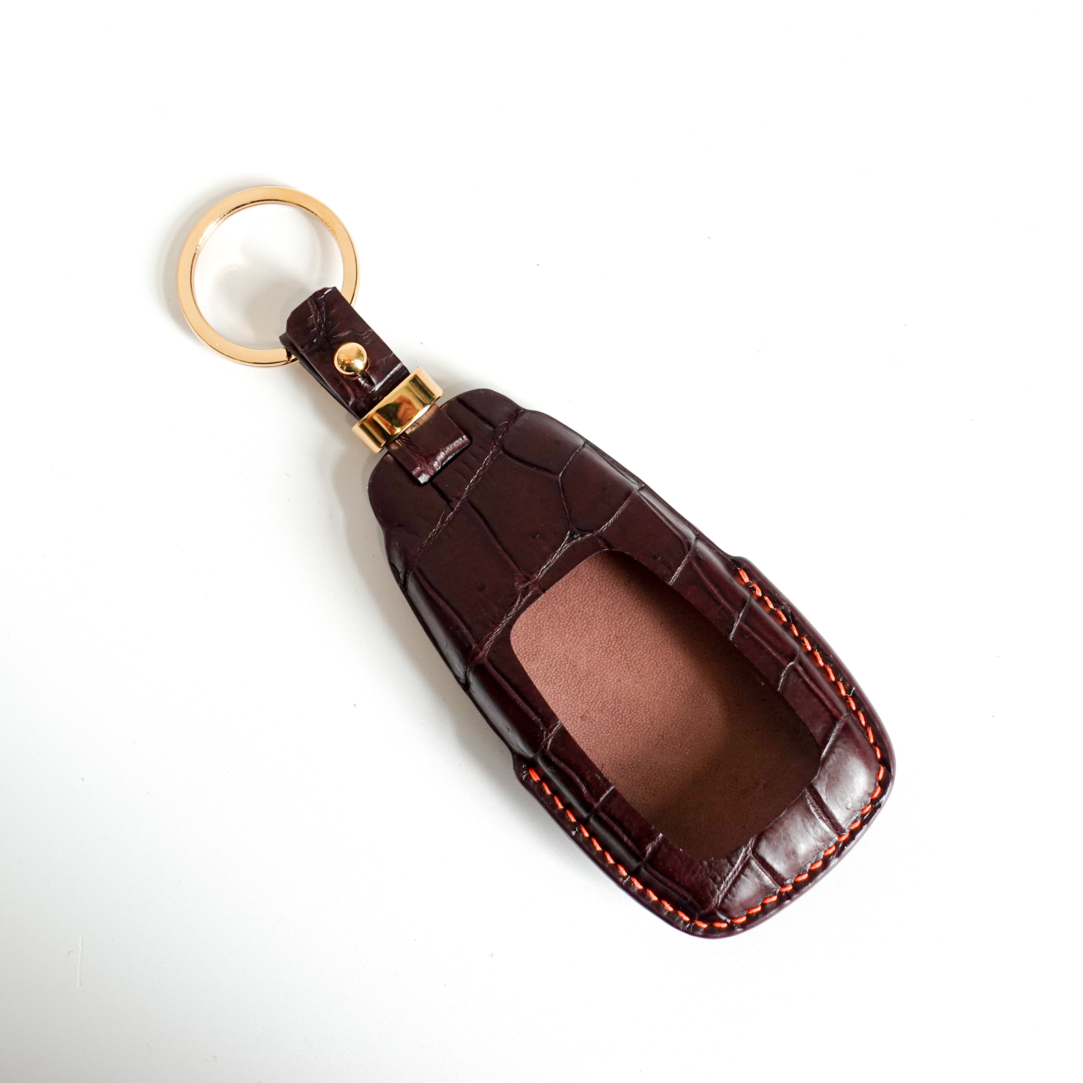 BROWN HANDMADE LEATHER KEY CASE FOR MERCEDES