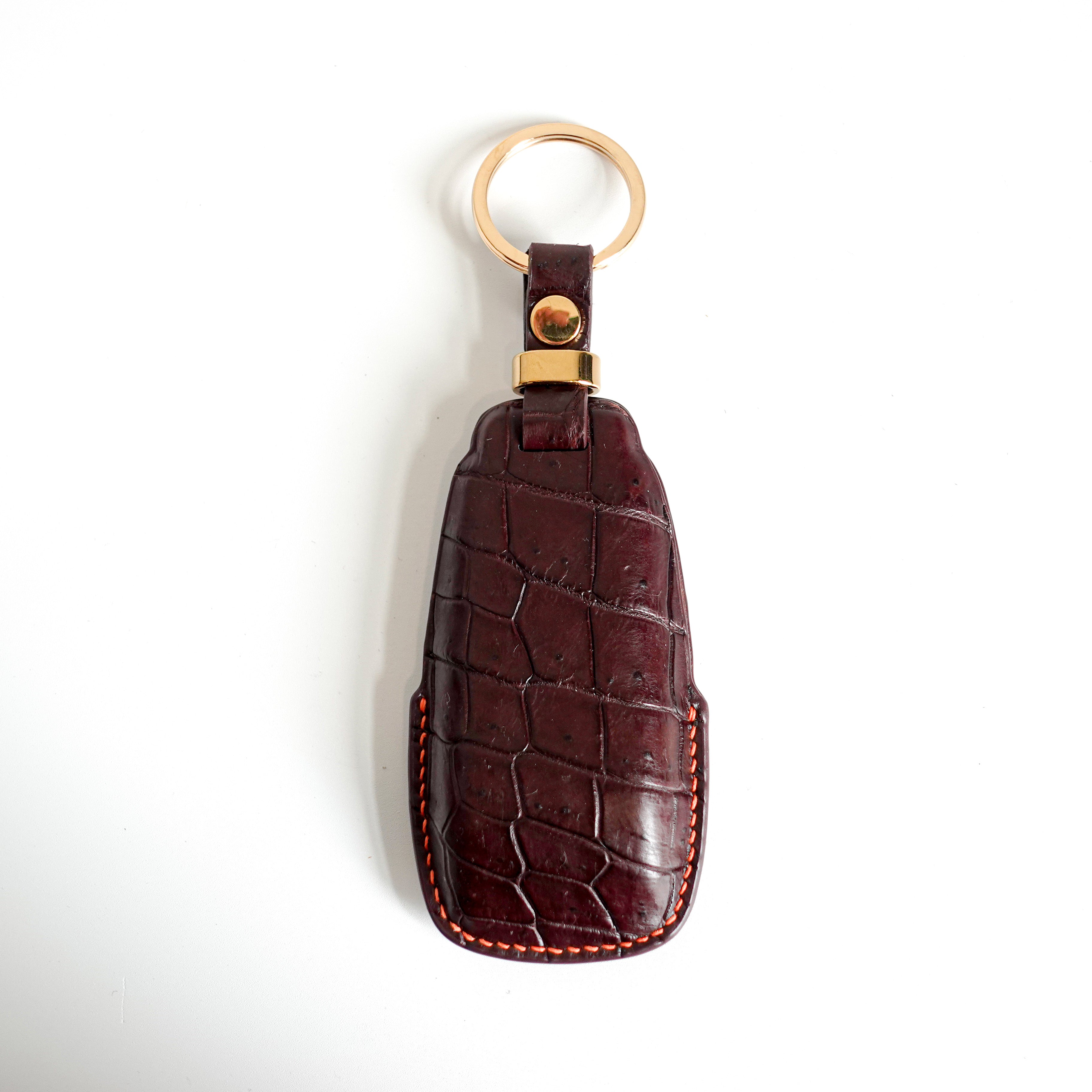 BROWN HANDMADE LEATHER KEY CASE FOR MERCEDES