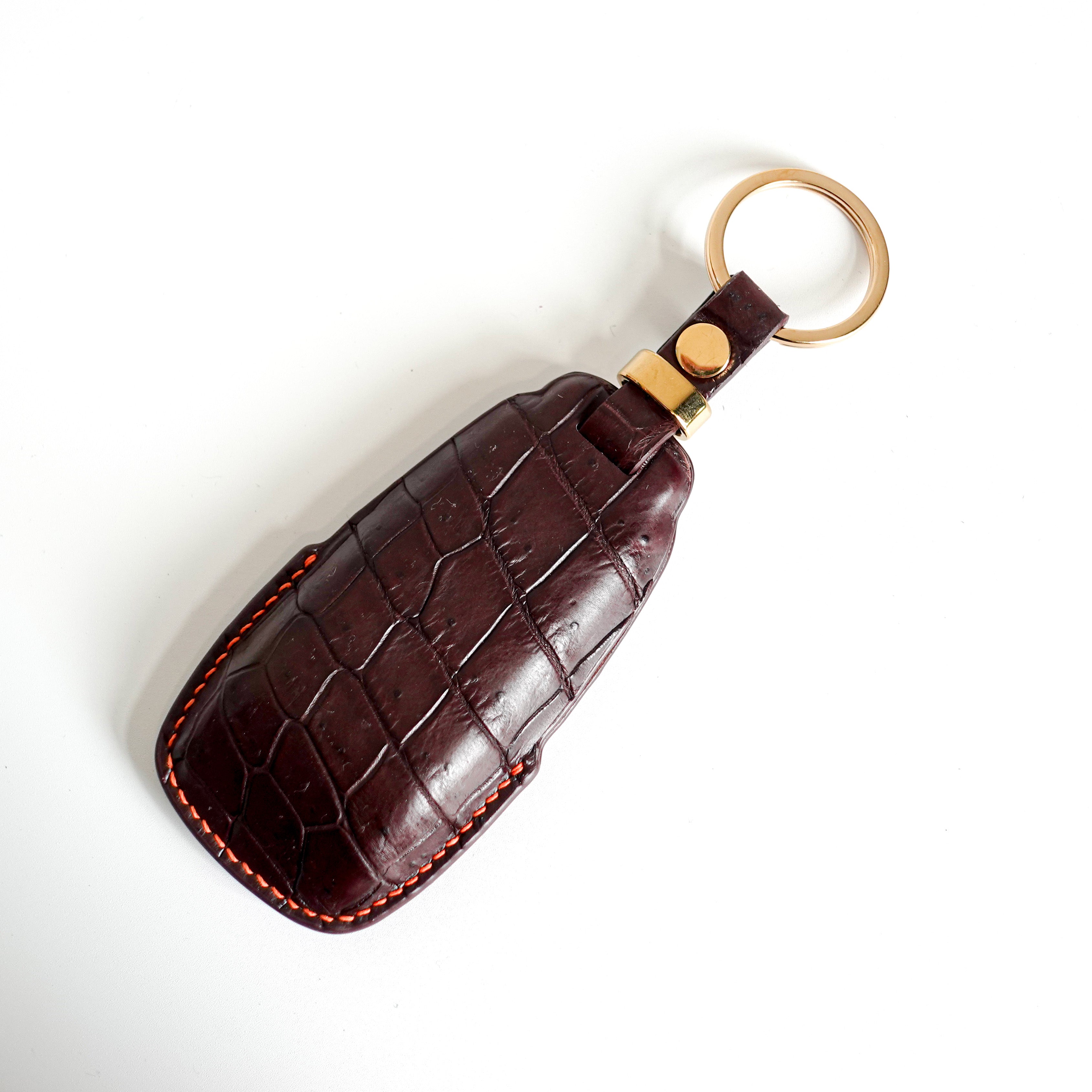 BROWN HANDMADE LEATHER KEY CASE FOR MERCEDES
