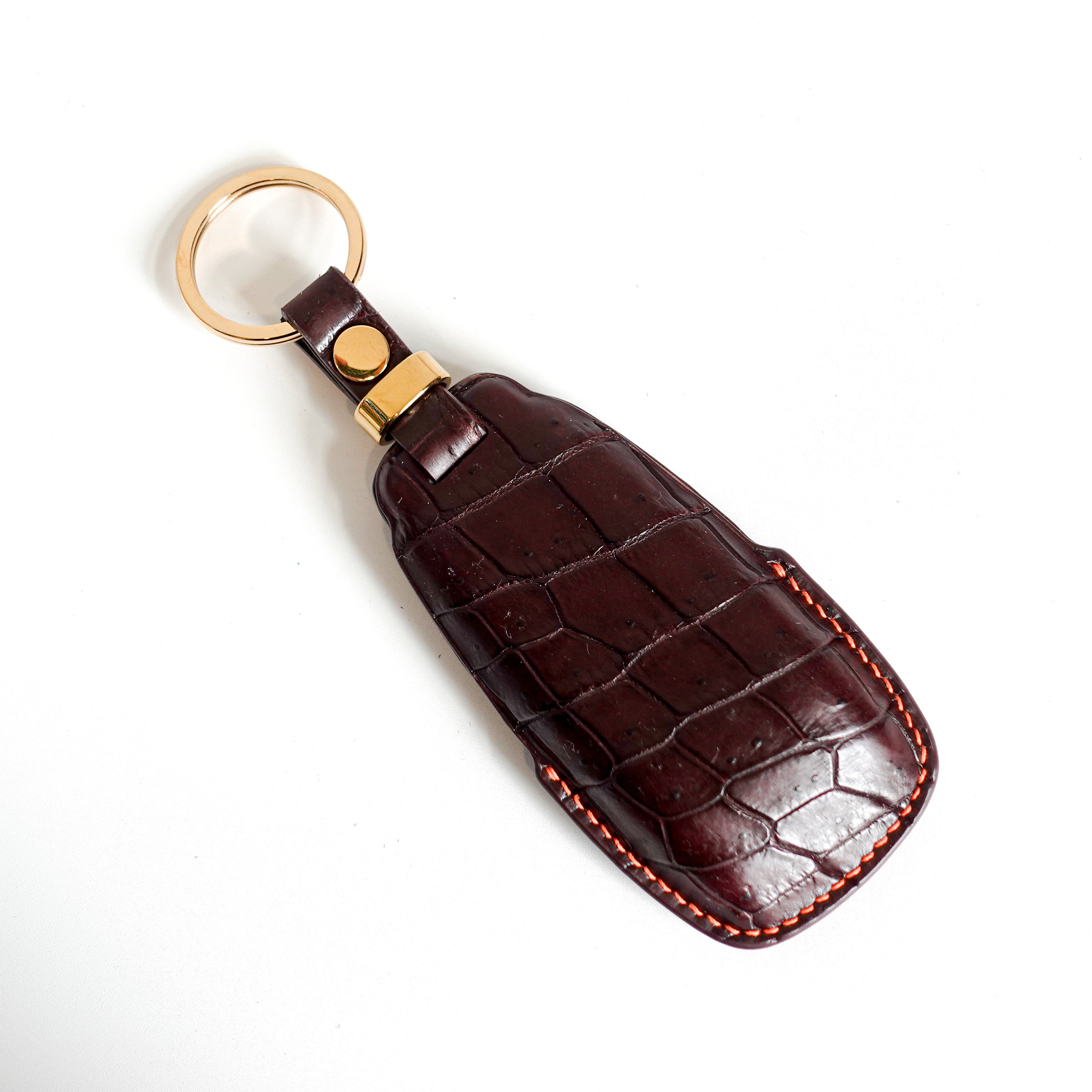 BROWN HANDMADE LEATHER KEY CASE FOR MERCEDES